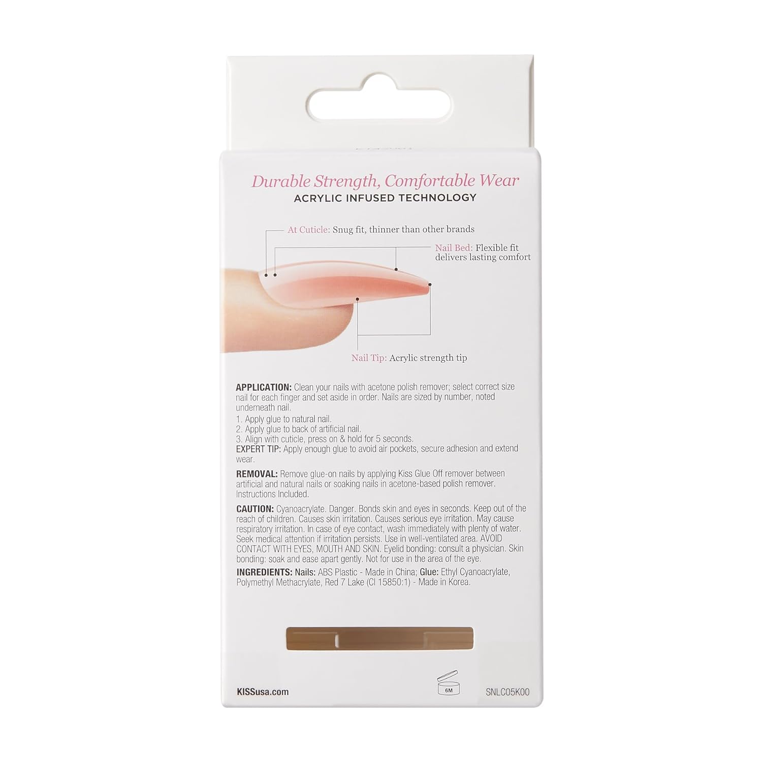 KISS Salon Acrylic Natural Nails, Clear Tip, Long, Ultra-Smooth Finish, DIY At-Home Manicure Kit with Pink Gel Nail Glue, Mini File, Manicure Stick, and 28 Nails in 14 sizes - Image 3