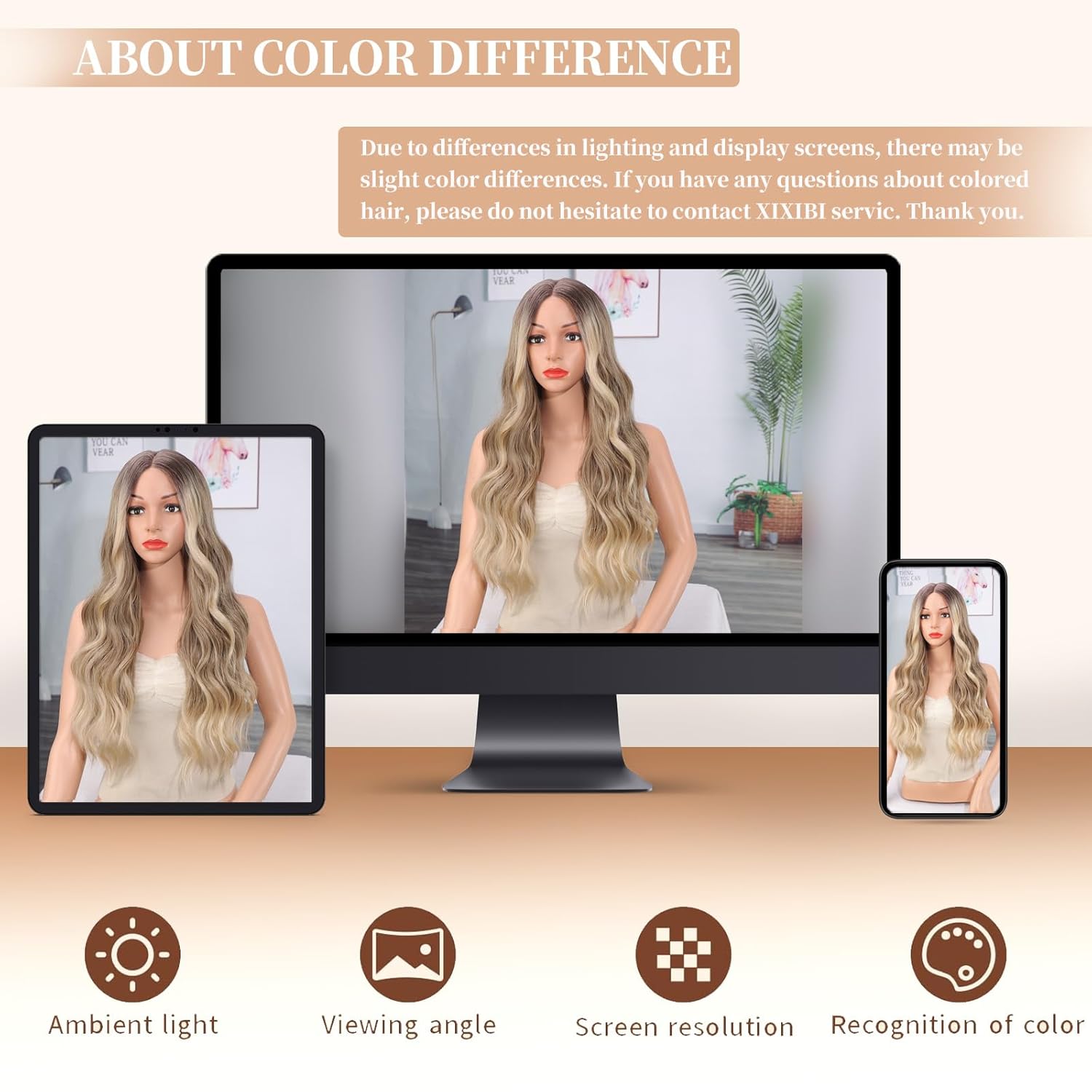 Blonde Wigs for Women Long Ombre Blonde Wavy Wig with Dark Roots Lace Front Hairline Womens Charming Wigs Natural Looking Blond Synthetic Heat Resistant Fiber Wig for Daily Party Use 26 Inch - Image 7