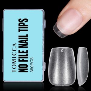 TOMICCA Extra Short Coffin Nail Tips, 360Pcs Extra Short Gel Tips Full Matte Soft Nails Tips, Fake Acrylic Coffin Nail Tips for Dip Powder Gel Polish 15 Sizes