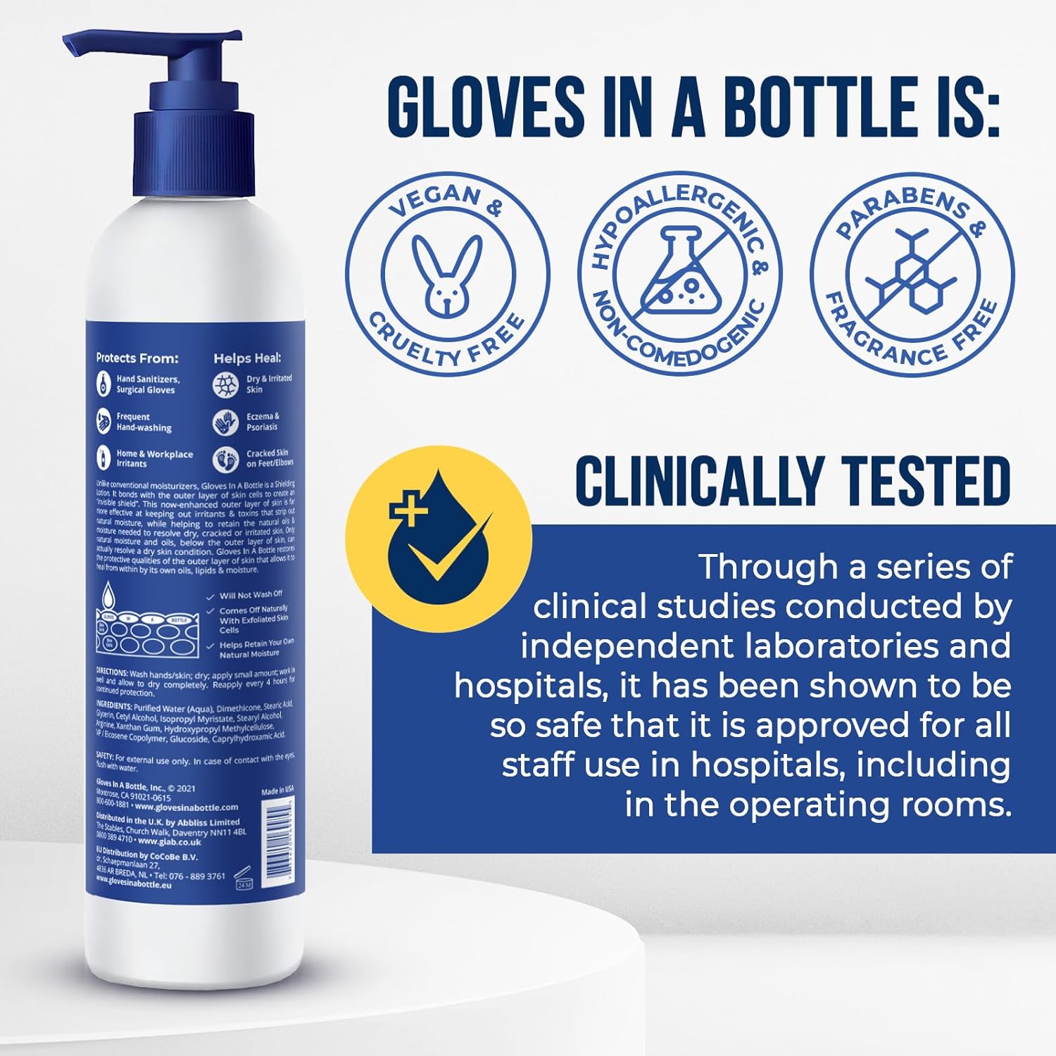 Gloves In A Bottle Working Hands Cream – Hypoallergenic Moisturizing Lotion for Severely Cracked Hands – Protective Hand Treatment for Workers, Nurses & More – 16 oz with Pump - Image 5