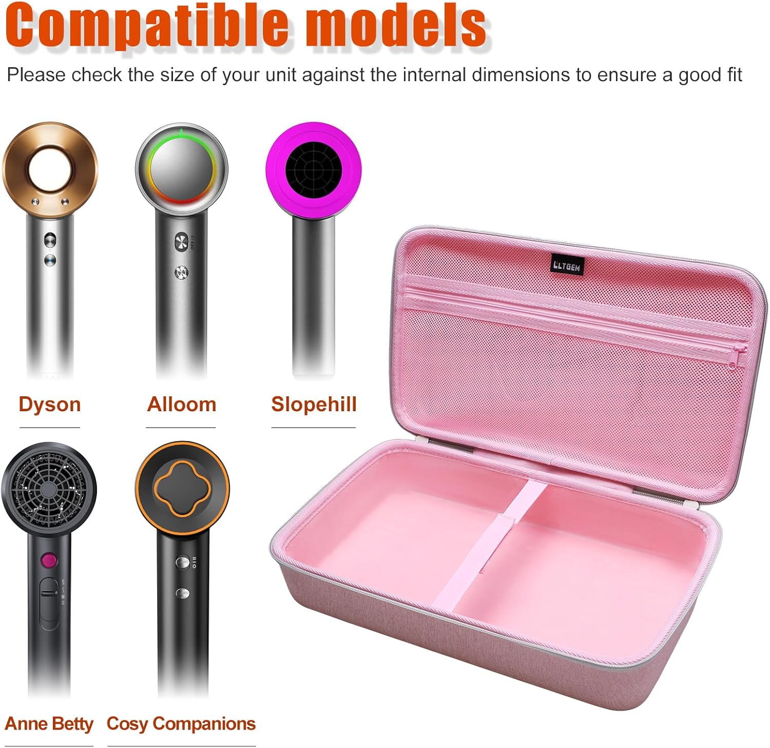 Hair Dryer Case Compatible with Dyson Supersonic Hair Dryer, Laifen SE/SE Lite, Slopehill 1902, Cosy Companions ZCY883, ANNE BETTY Blow Dryer Cases, Blow Dryer Storage Cases, Black(Case Only) - Image 3