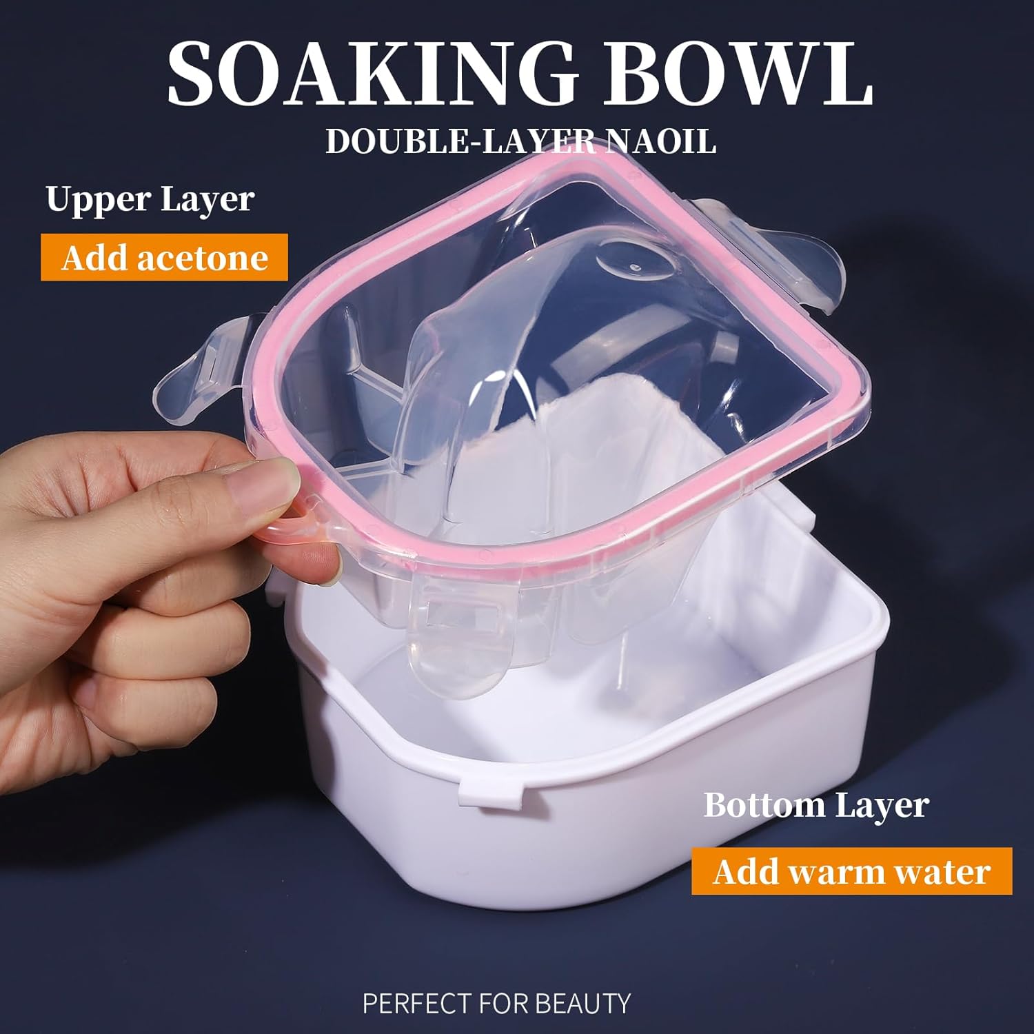 Teenitor Nail Soaking Bowl, Soak Off Gel Polish Dip Powder Remover, Manicure Bowl for Hand, Cuticle Remover Tools, Nail Brush Cuticle Pusher,Cuticle Oil Cuticle Peeler,Nail File Buffer Milk and Honey - Image 3