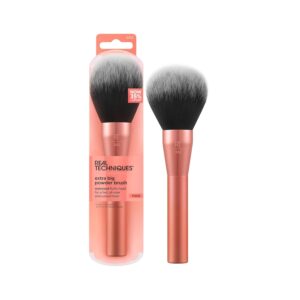 Real Techniques Extra Big Powder Brush, Large Makeup Brush For Powder, Fluffy Head For All-Over Setting, XL Oversized Brush For Quick Application, Cruelty-Free, Synthetic Bristles, 1 Count