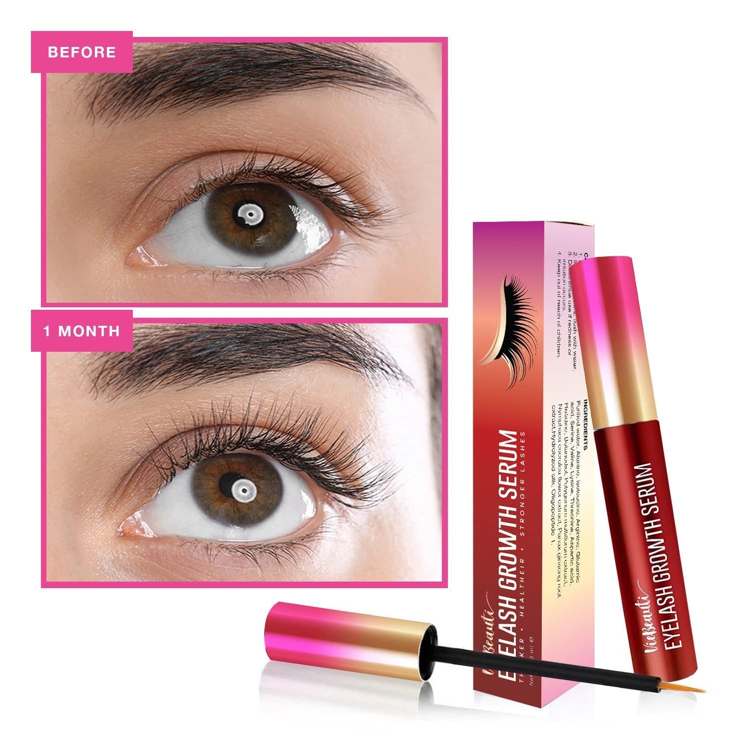 VieBeauti Premium Eyelash Growth Serum: Lash Enhancing Serum with Advanced Formula to Boost Longer Fuller and Thicker Looking Lashes - Vegan & Cruelty-Free for Sensitive Eyes 3mL 3-Month Supply - Image 6