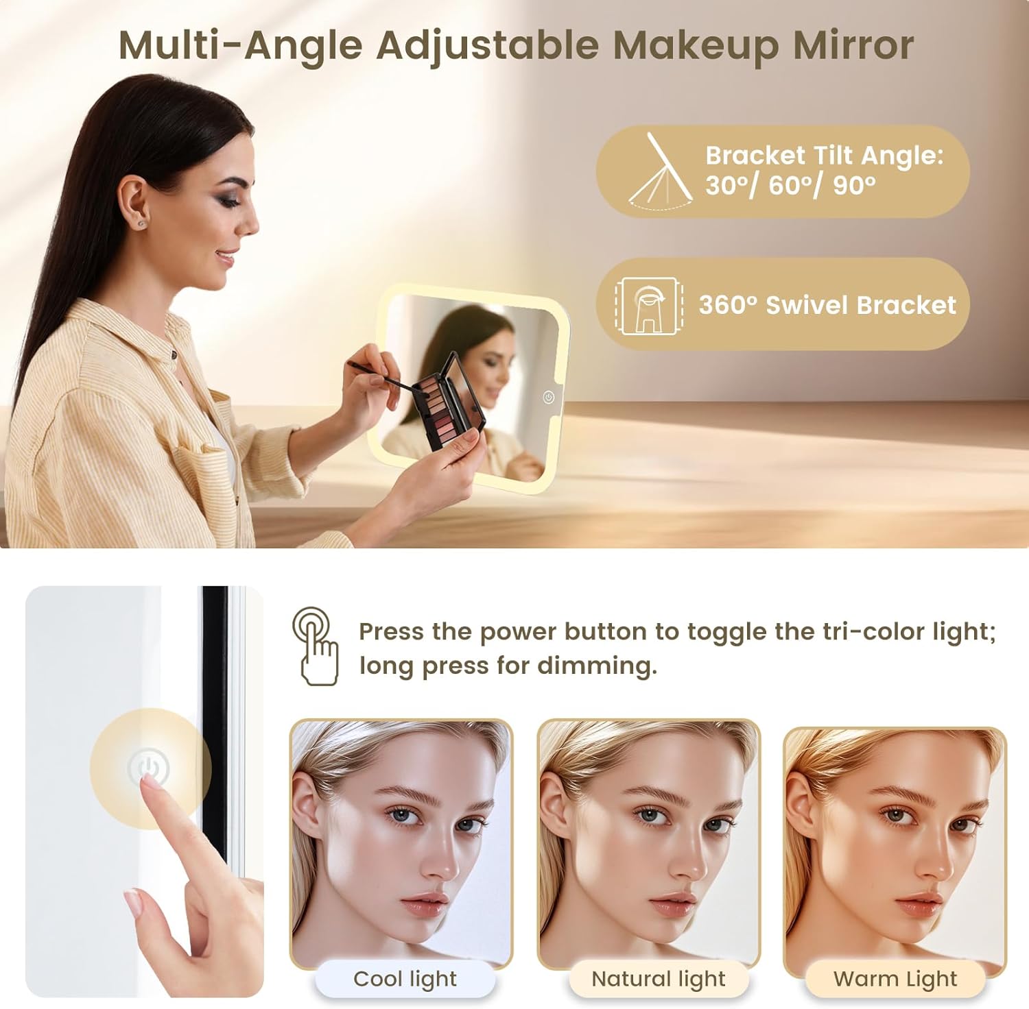 Makeup Case with Magnetic LED Mirror Travel Cosmetic Organizer Portable Makeup Box with Lighted Up Mirror Make Up Vanity Nail Box Lipstick Artist Storage with Lockable Dividers Brush Holder Shiny Blue - Image 3