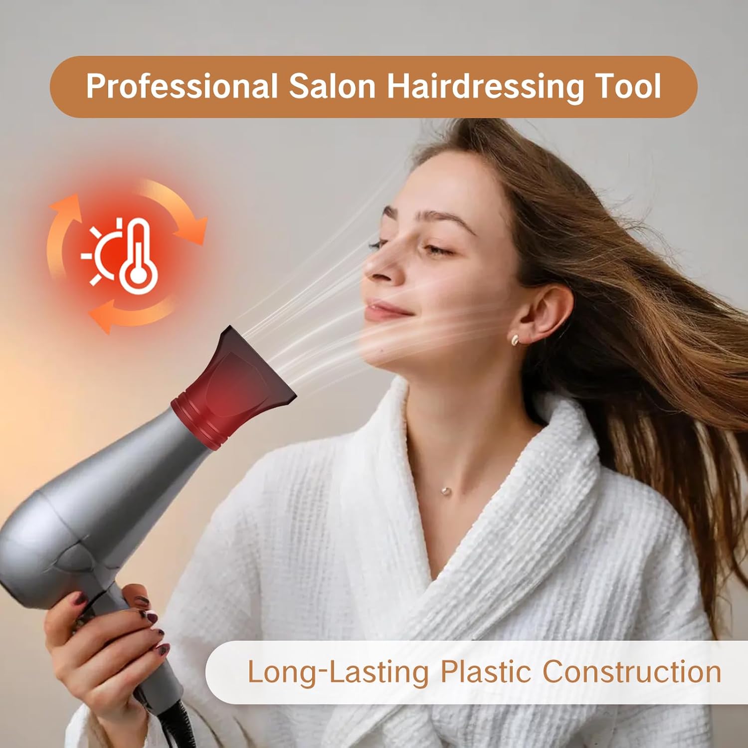 2PCS Hair Dryer Attachment Universal Black Plastic Blower Nozzle Replacement Styling Tool for Home Use or Professional Salon Hairdressing Blow Outer Diameter 4.2cm to 4.6cm - Image 3