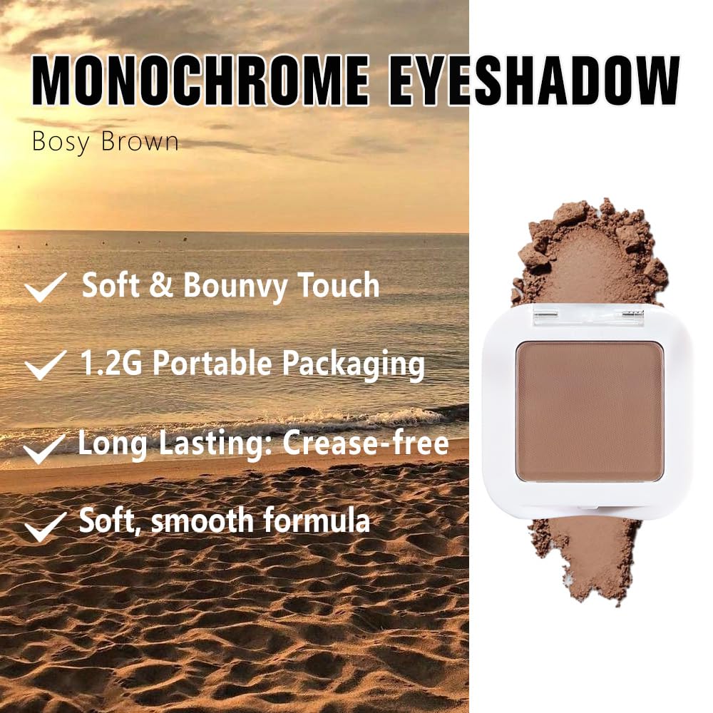 evpct Matte Brown Eyeshadow Palette Makeup for Older Women, Light Rosy Brown Cream Eye Shadow Palette Single for Older Women Matte, Monochrome Natural High Pigment Mini Eyeshadow Sombra Para Ojos - Image 3