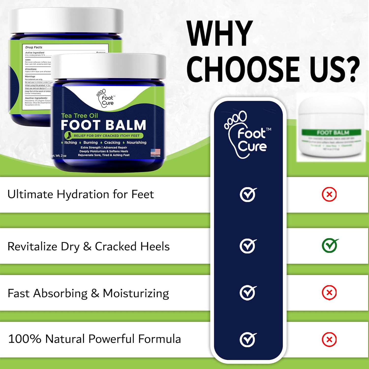 Tea Tree Oil Balm – Moisturizer for Dry Cracked Feet – Instantly Hydrates & Soothes Irritated Skin & Athlete's Foot – Best Care for Women and Men – Made in USA - Image 10