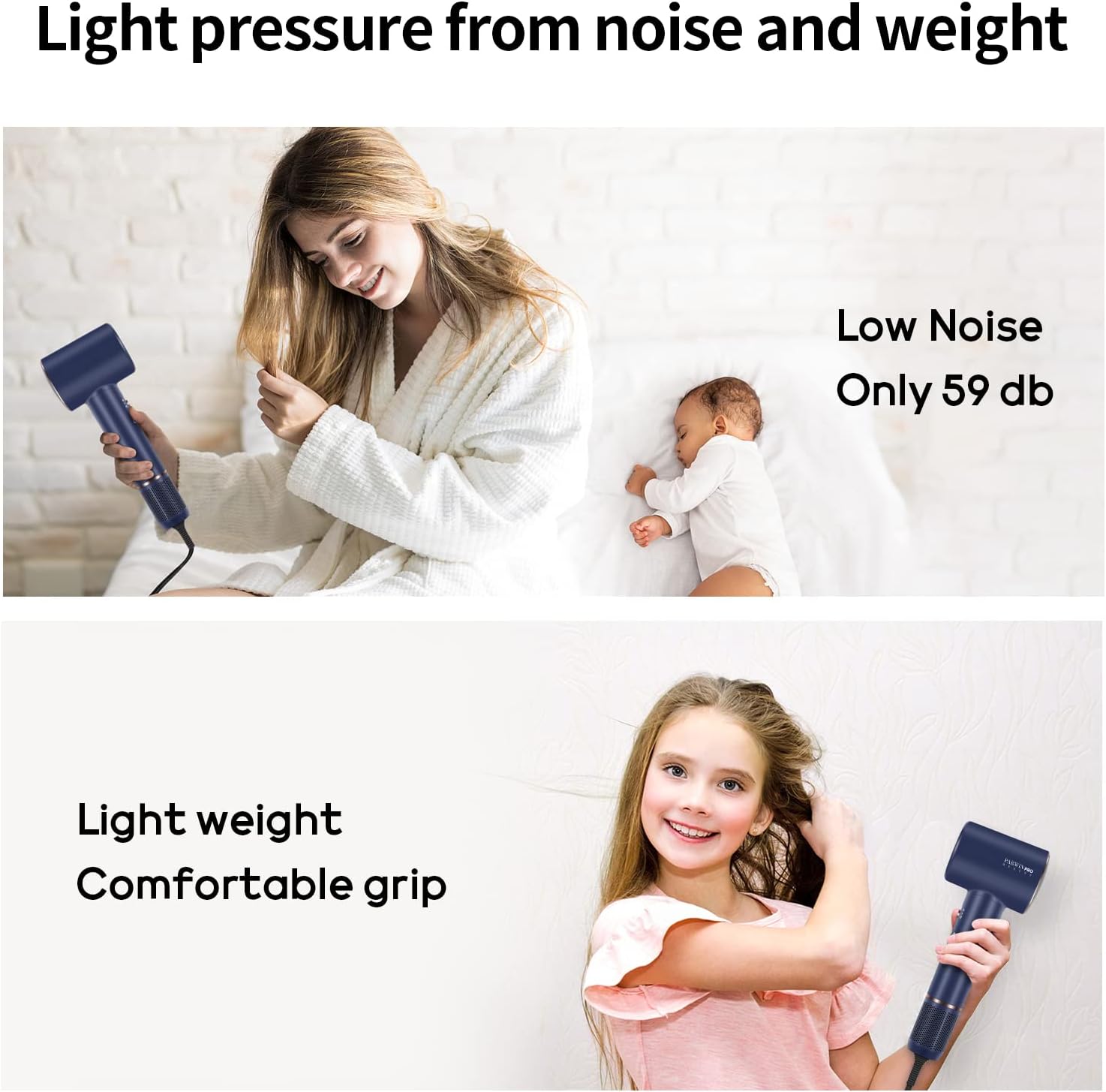 Hair Dryer, 110, 000 RPM Air-Sonic Blow Dryer with High-Speed Brushless Motor, Cool Care Dry Display & 200 Million Negative Ionic, PARWIN PRO BEAUTY 1875W Hairdryer for Home Travel,Prussian Blue - Image 8