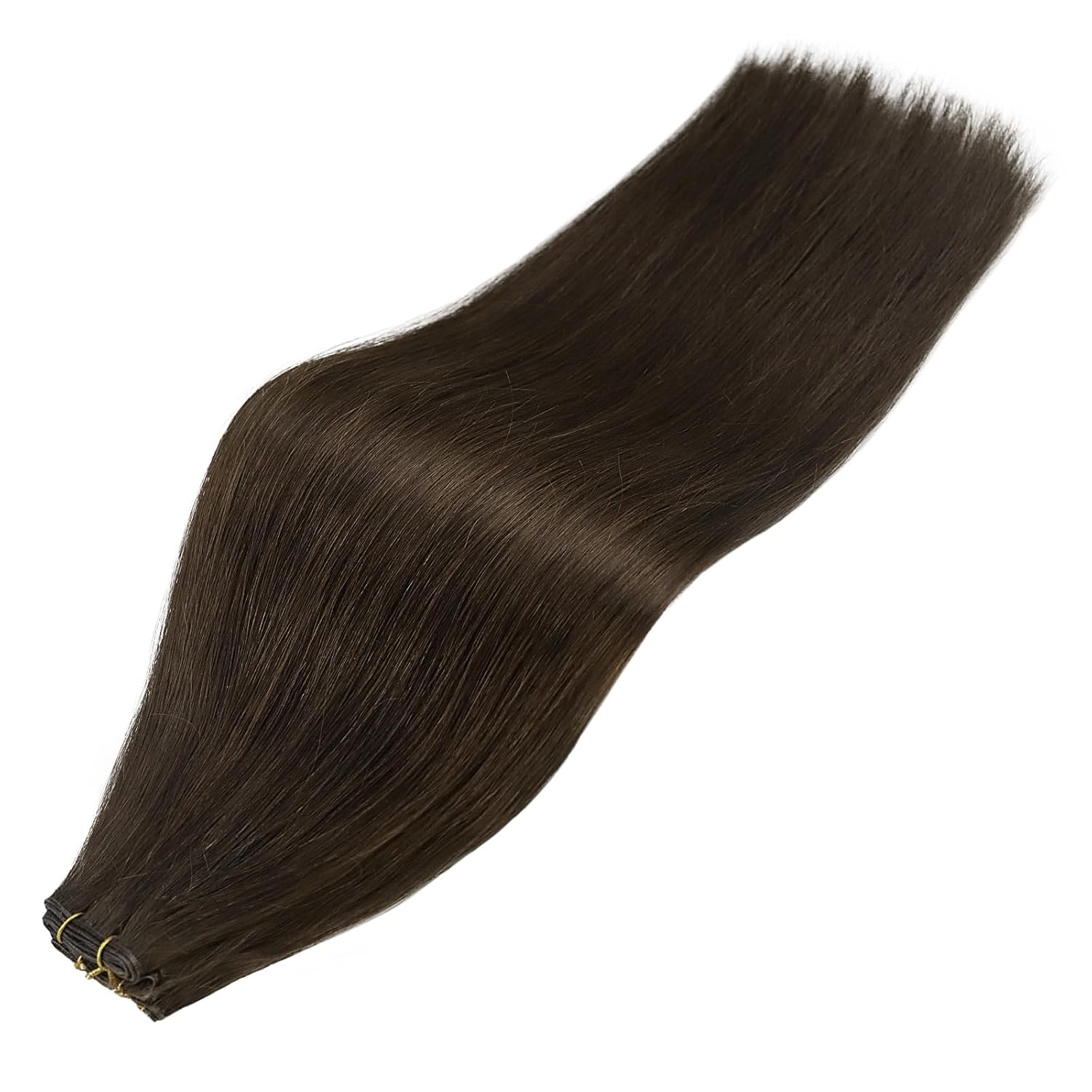 Full Shine Sew in Hand Tied Weft Hair Extensions Weft Extensions Human Hair Remy Human Hair Dark Brown Wefts Brazilian Hair For Women Invisible Weave Color #2 60 Gram 22 Inch - Image 9