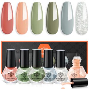 modelones Nail Polish Set 6 Colors St. Patrick's Day Green Blue Glitter Nail Polish Set Quick Dry Polish Kit Finger Mini Bulk Manicure DIY Nail Art Salon Home Gift For Women Girl