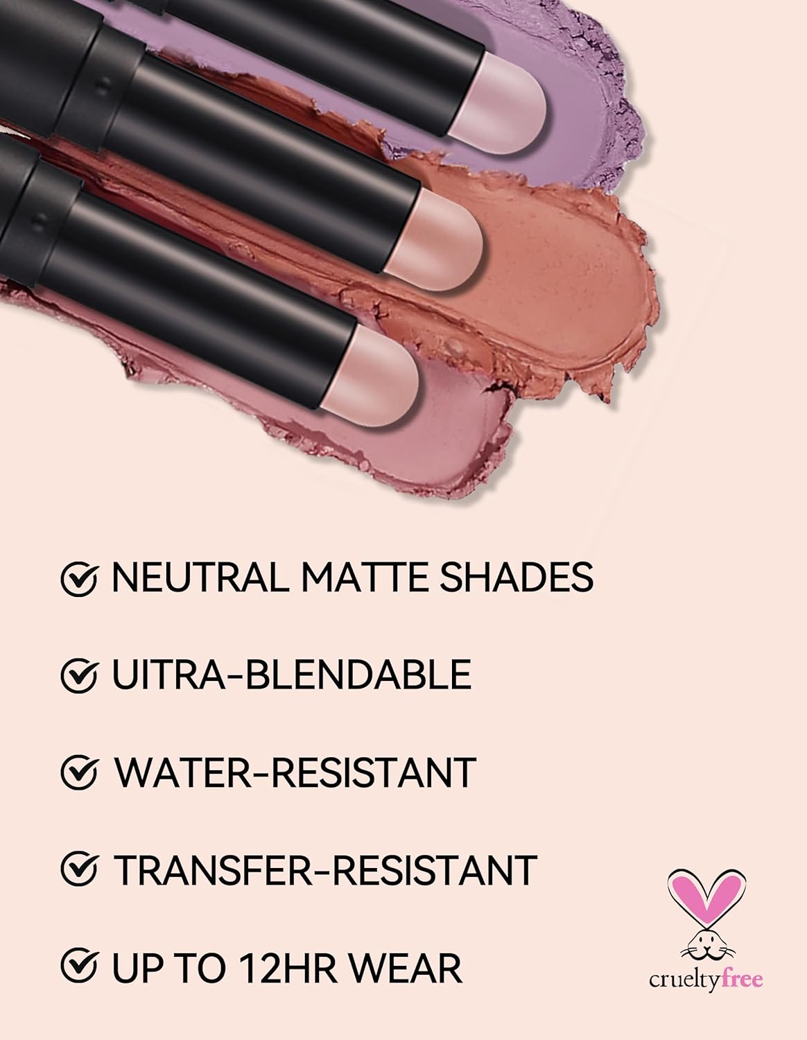 Erinde Waterproof Cream Eyeshadow Stick, Matte Nude Eye Shadow Sticks, Longwear Blendable High Pigmented, Neutral Eye Shadow Sticks Matte for Older Eyes, Smokey Eyeshadow Pencil Crayon, 21 Gray Brown - Image 5