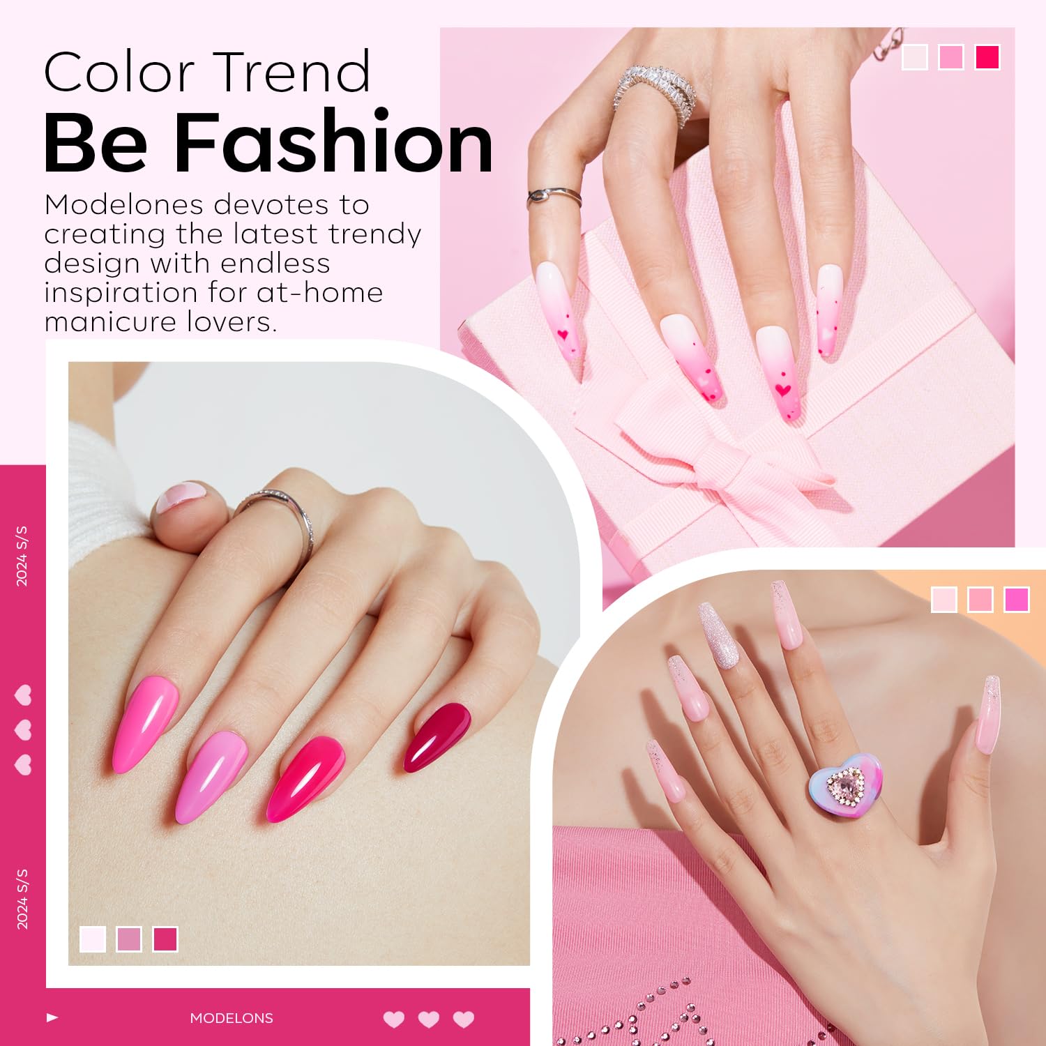 Modelones Pink Acrylic Powder 6 Colors Acrylic Nail Powder Kit Neon Glitter Summer Acrylic Nail Powder Valentine's Acrylic Cover Powder for Nail Art Extension No Nail Lamp Needed (A3-LoveStruck Blush) - Image 2