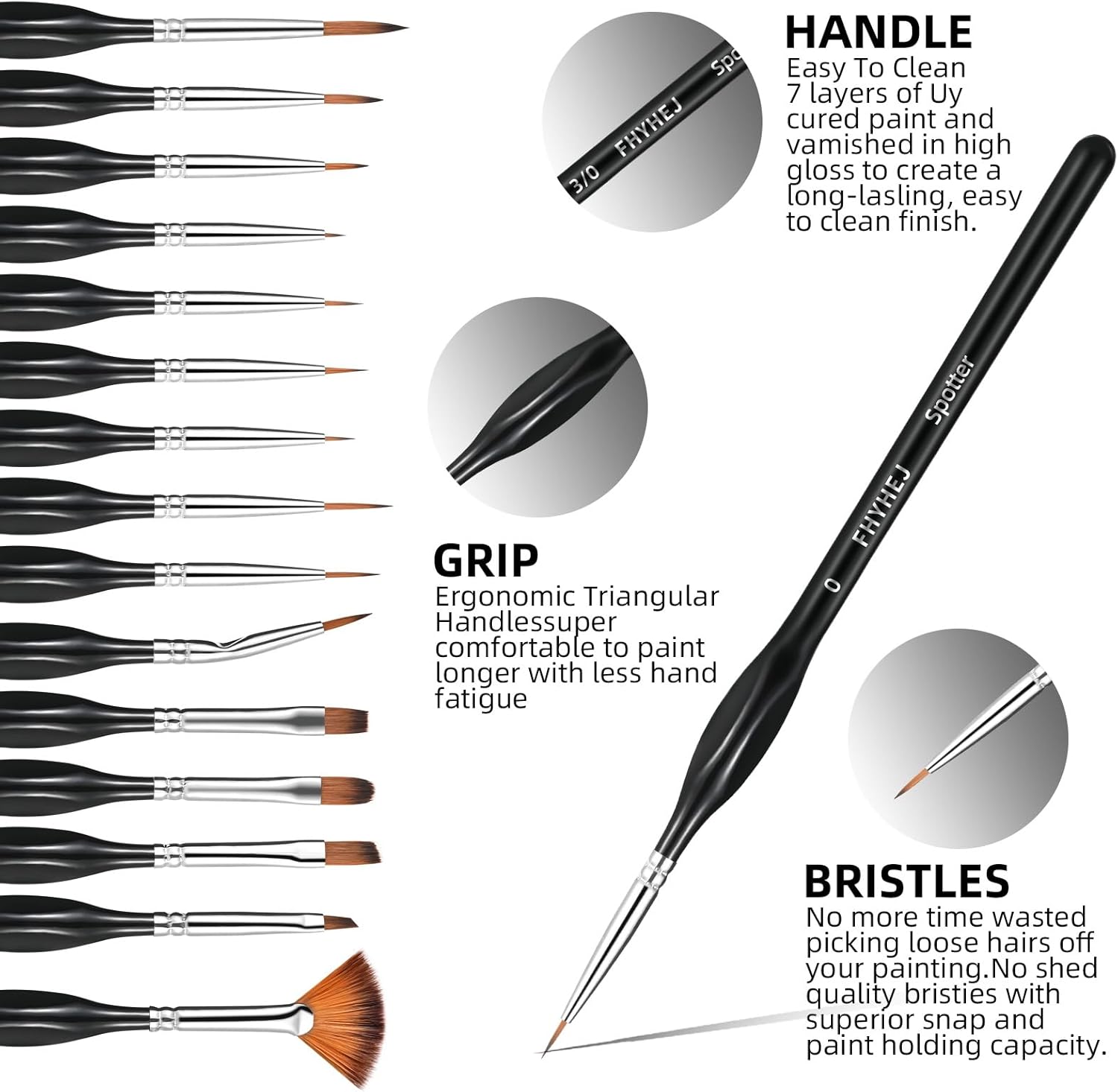 Detail Paint Brushes Set,15pcs Miniature Paint Brushes for Fine Detailing, Art Painting, Micro Detail Paint Brush for Acrylics,Oils, Watercolors,Paint by Number,Models,Face, Nail,Craft,Figurine - Image 2
