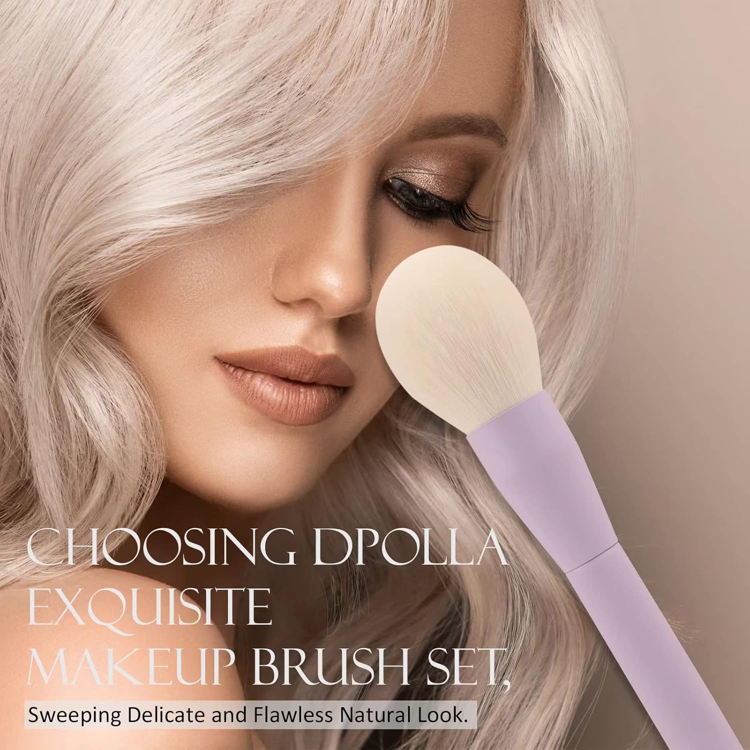 Makeup Brushes, Dpolla 15Pcs Complete Synthetic Makeup Brush Set with Professional Foundation Brushes Powder Concealers Eye shadows Blush Makeup Brush for Perfect Makeup (Purple) - Image 5