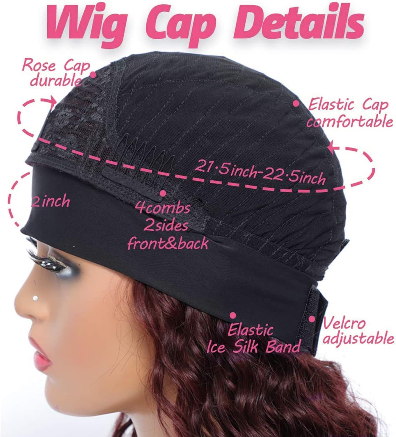 WENYAN 99J Burgundy Headband Wig Human Hair Deep Wave 16 Inch Red Colored Curly Headband Wigs for Black Women Human Hair Glueless None Lace Front Wigs Brazilian Virgin Hair Wig 150% Densitys - Image 4