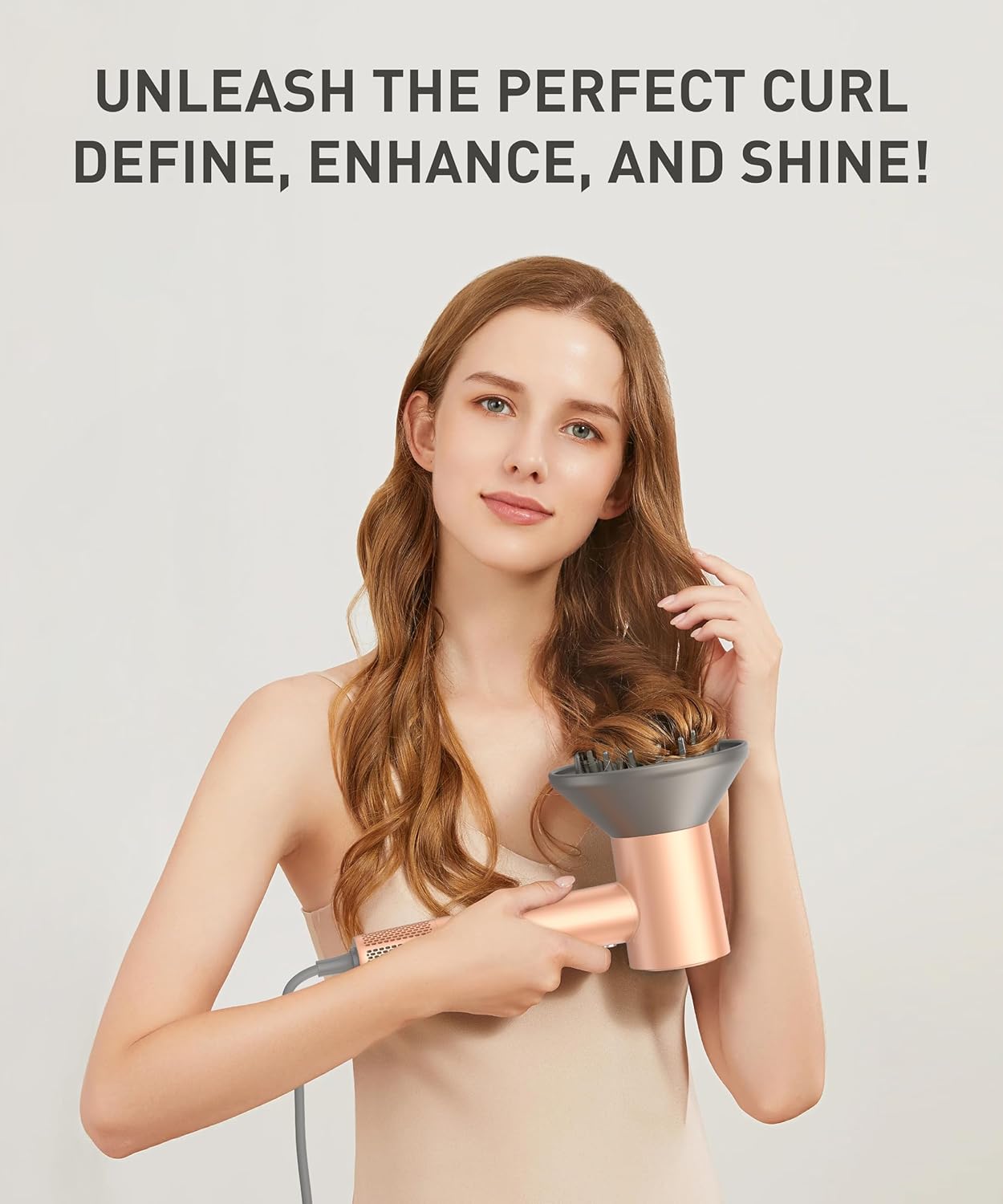 Miamor Professional Ionic Hair Dryer Powerful 1200W Fast Drying Low Noise Blow Dryer Light and Easy for Daily use with Magnetic Suction Nozzle (Peach Fuzz with Diffuser) - Image 8