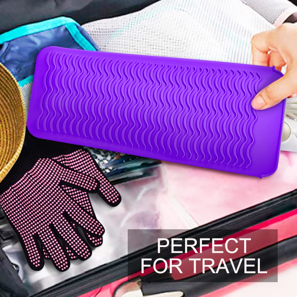 IKOCO Heat Gloves for Hair Styling, 2Pcs Heat Resistant Gloves with Silicone Mat Pouch for Curling Iron, Flat Iron, Straightener, Hot Hair Tools - Image 6
