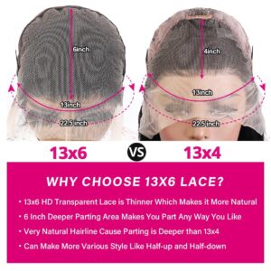Highlight Ombre 13x6 Lace Front Wig Human Hair 13x6 Deep Wave HD Lace Frontal Wig for Women 180 Density Honey Blonde Deep Curly Frontal Wig Pre Plucked 4/27 Color 26 Inch