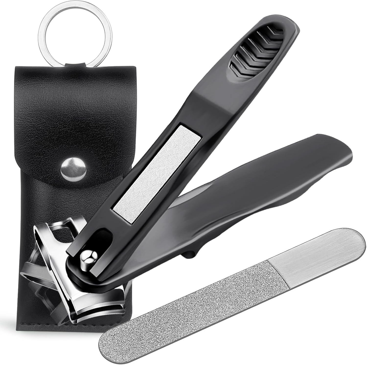 360° Rotating Head Nail Clippers for Seniors Long Handled Toenail Clippers for Men Thick Nails Heavy Duty Large Sharp Finger Nail Cutter, Stainless Steel, Black - Image 8