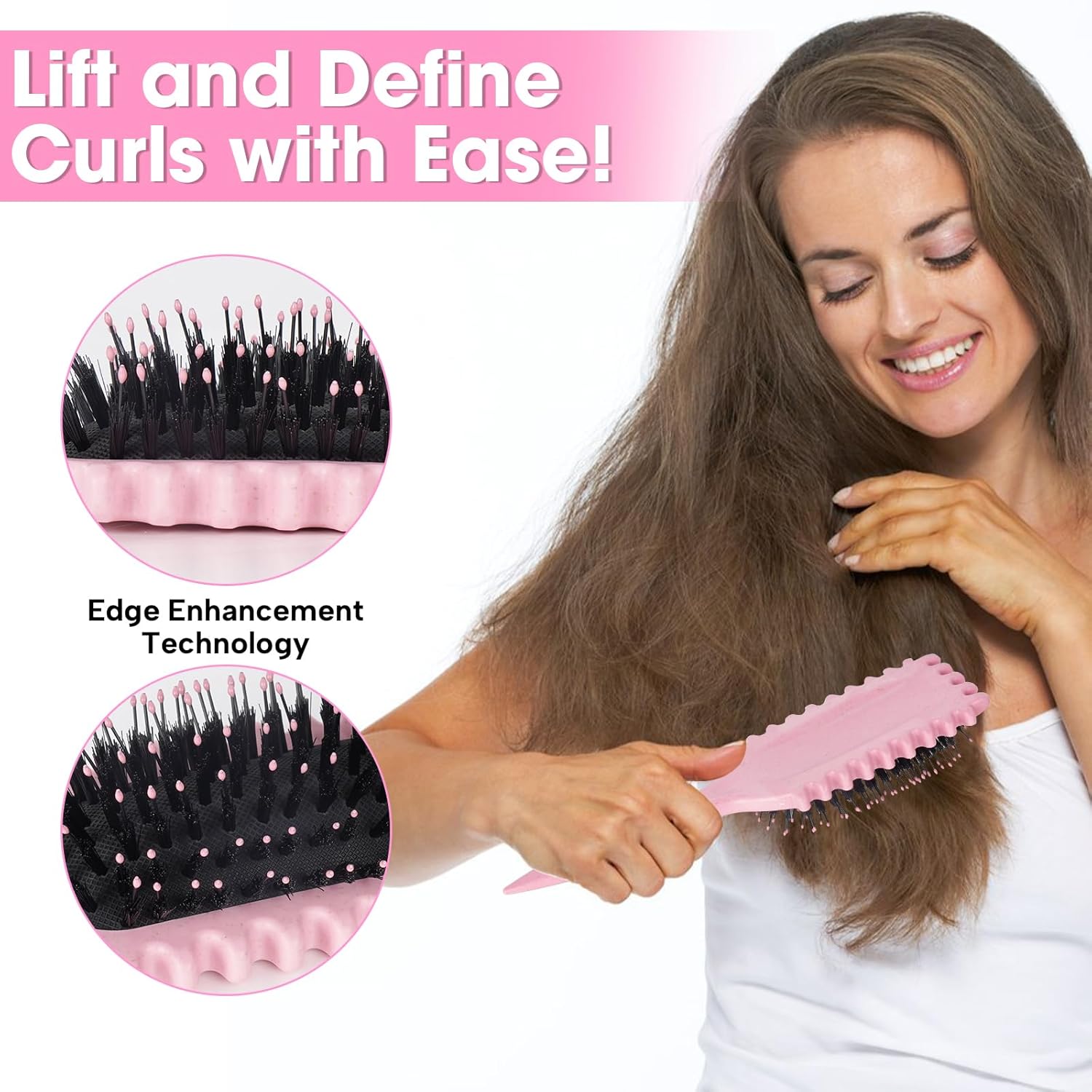 8-Piece Curl Defining Brush Combo Set with Scalp Massager and 4 Styling Clips - Image 2
