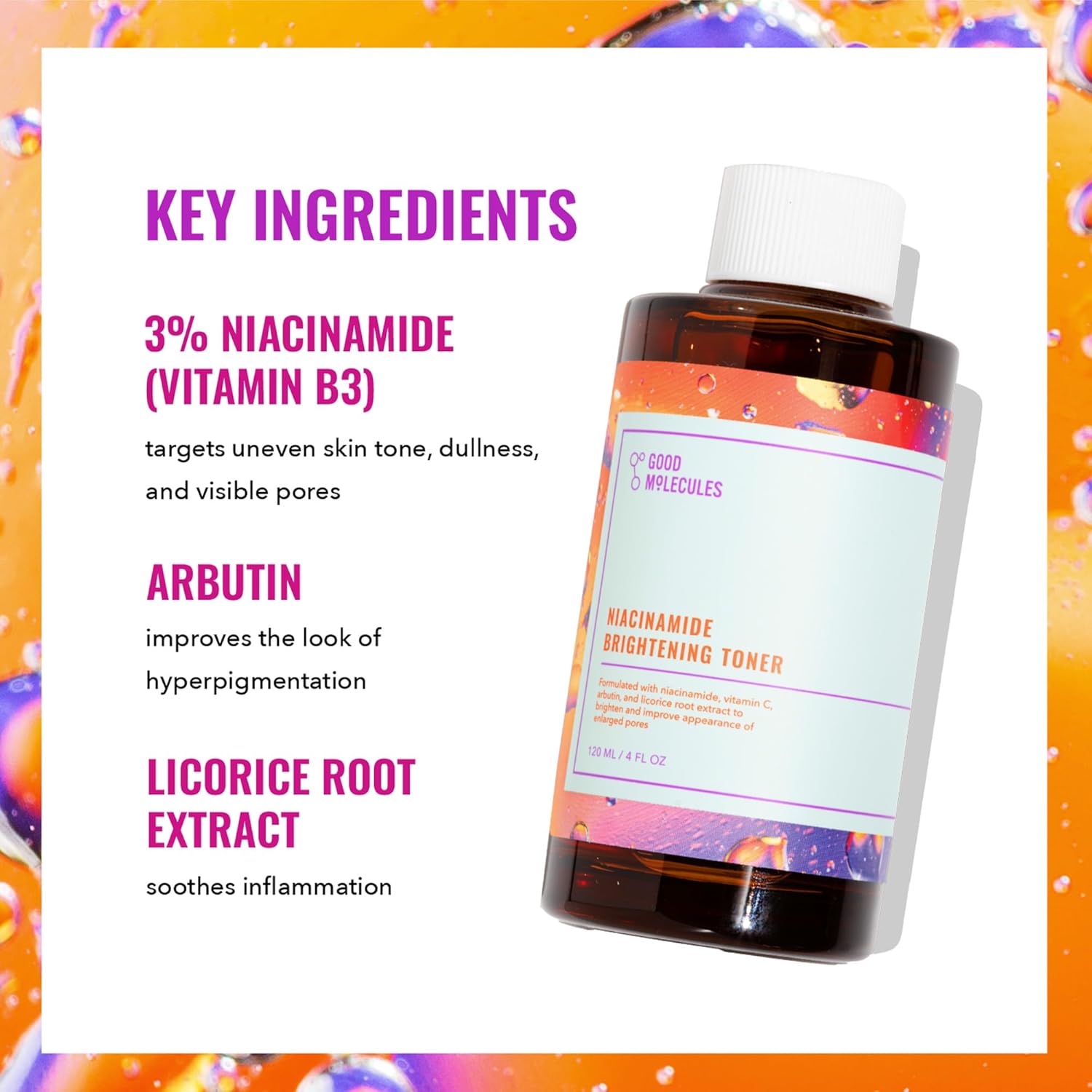 Good Molecules Niacinamide Brightening Toner - Toner for Face with Niacinamide and Arbutin for Skin Tone Balancing- Pore Minimizer, Facial Skin Care - Image 3