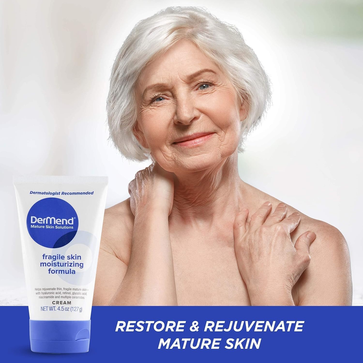 Dermend Specialized Fragile Skin Moisturizing Cream: Formula to Restore & Rejuvenate - Daily Anti Wrinkle Cream for Firming & Strengthening Thin, Aging Skin - 4.5 Oz Tube - Image 7