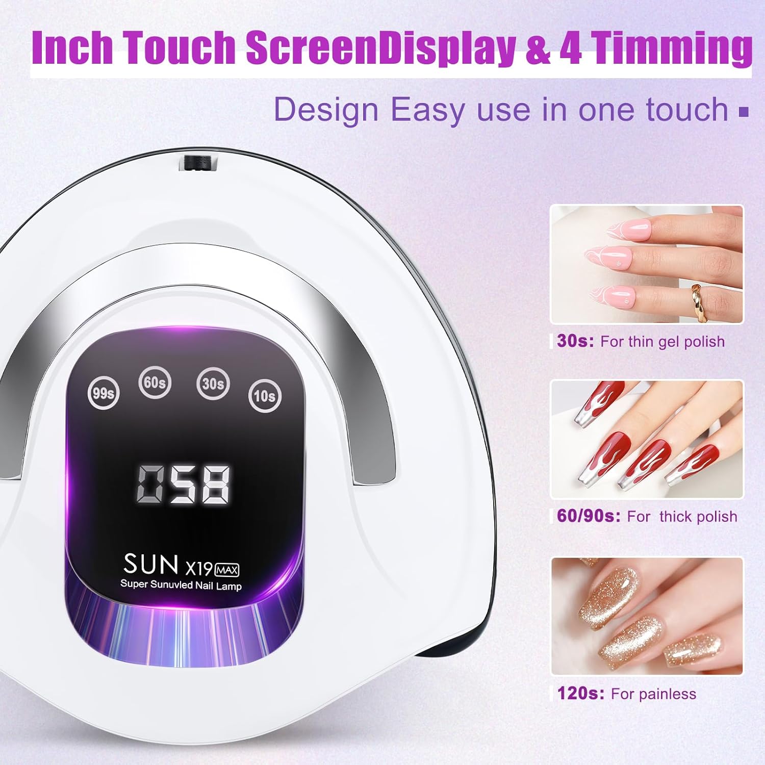 Wisdompark 320W UV LED Nail Lamp Black, 72 Beads, 4 Timers - Image 4