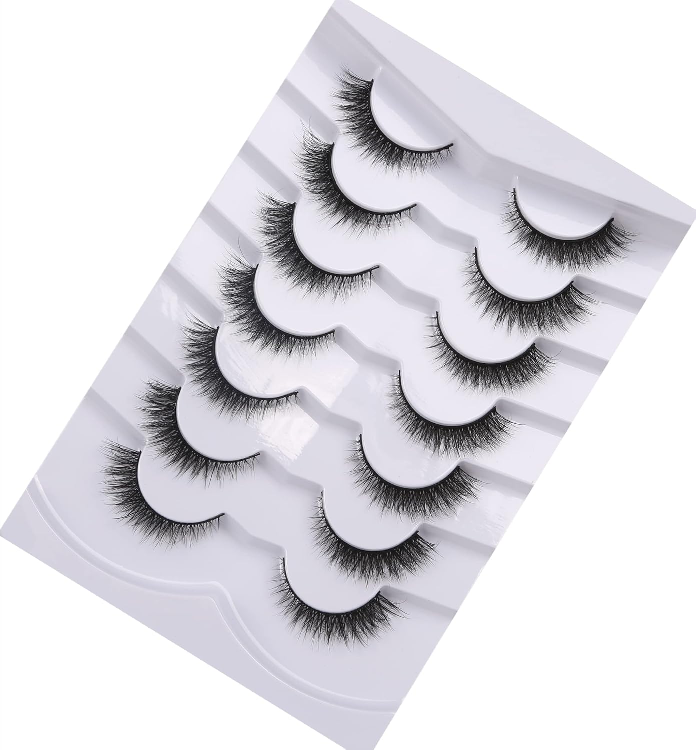 Pooplunch False Eyelashes Extension Volume Cat Eye Look Natural Wispy Lashes Fluffy Short 8D Fake Eyelashes Faux Mink Lashes 7 Pairs Pack - Image 9