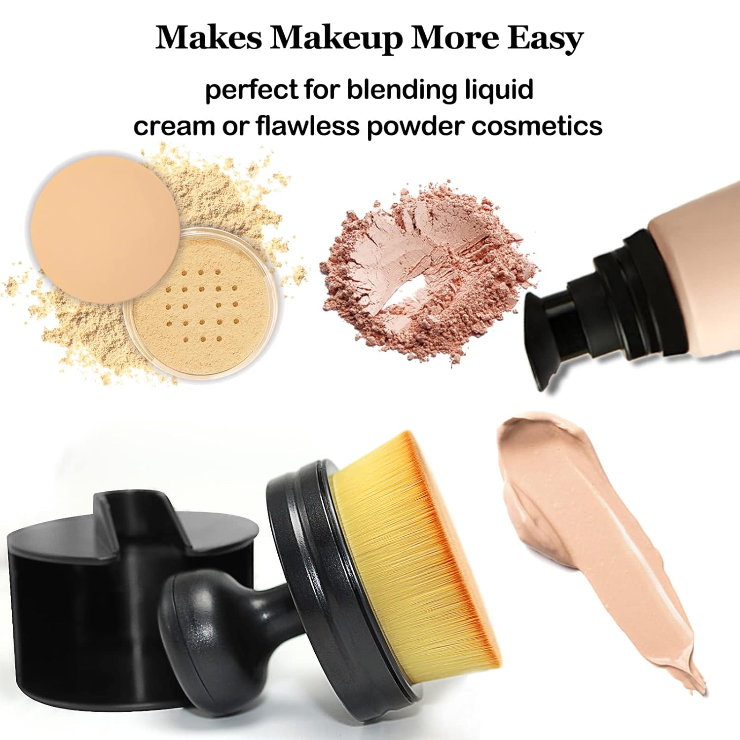 Falliny Makeup Brush, Large Full Coverage Self Tanner Foundation Brushes Travel Kabuki Powder Brush for Face Body, Blending Liquid, Bronzer,Sunscreen,Cream or Flawless Powder Cosmetics - Image 4