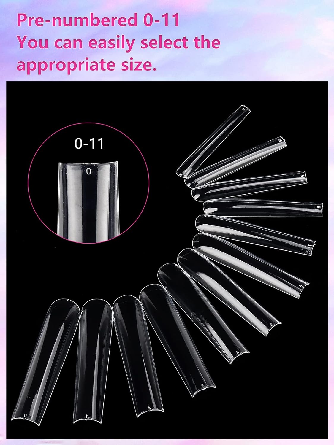 504 Pieces Clear Extra Long Square Acrylic Nail Tips, Full Cover Tapered Design - Image 7