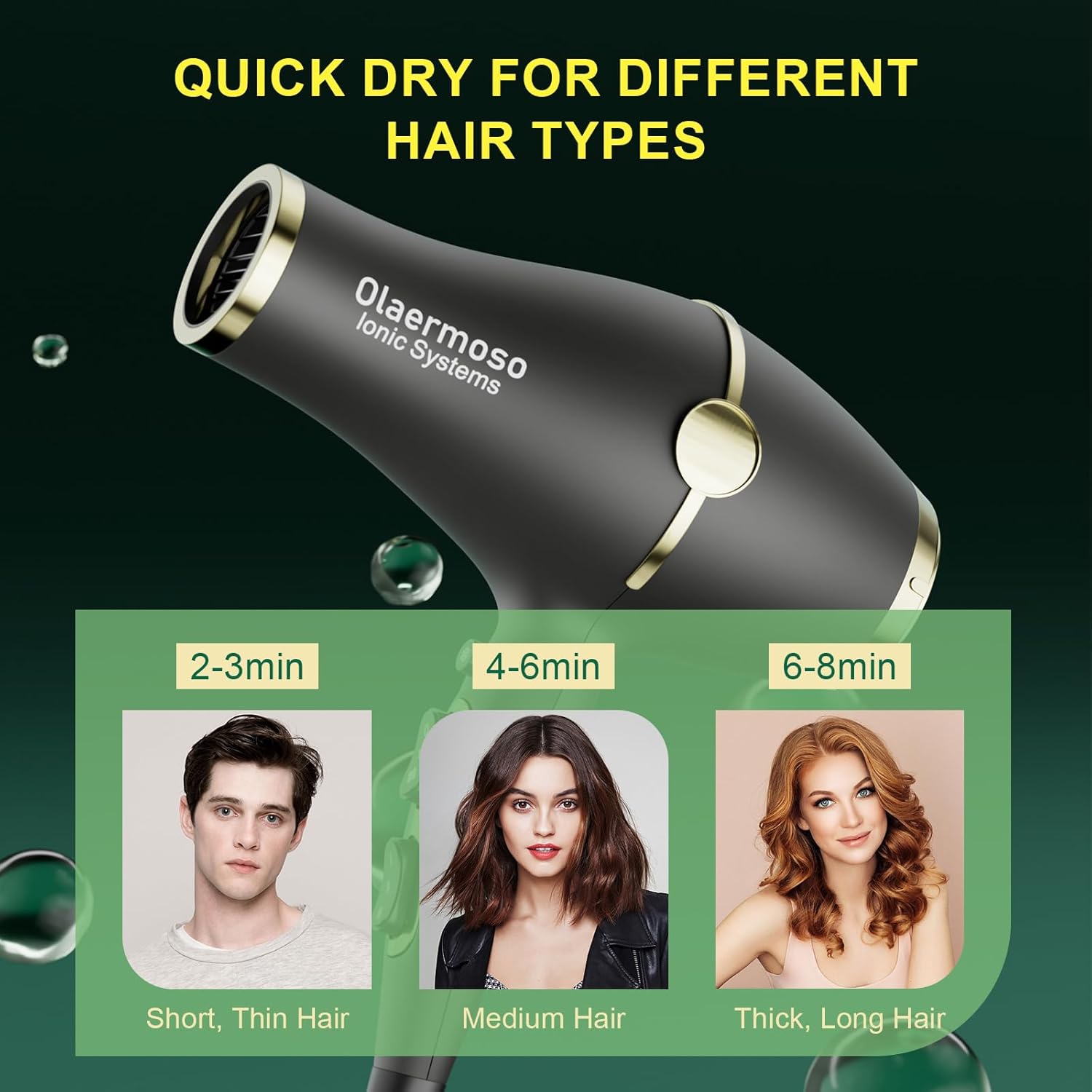 Hair Blow Dryer with Ionic Systems,Diffuser Hair Dryer with & 2 Nozzles,2200W Professional Blow Dryer Powerful Motor for Quick Dry,Hair Dryers for Women and Men,Cool Shot Feature - Image 8