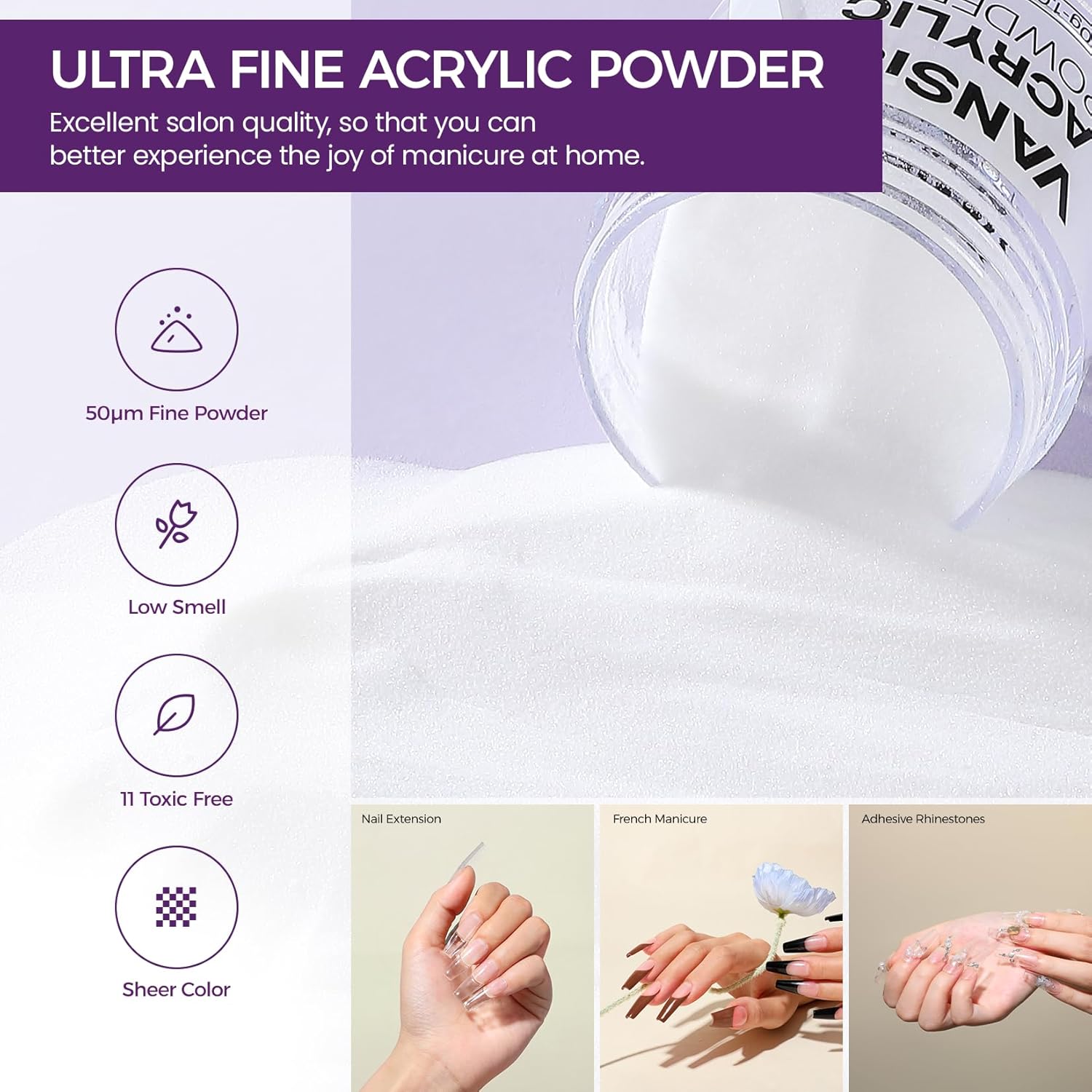 Acrylic Nail Kit: 30g Clear Acrylic Powder and 75ml Liquid Set with Nail Brush and Forms Nails Extension Kit for Beginners for Home DIY Salon Nails Application - Image 2