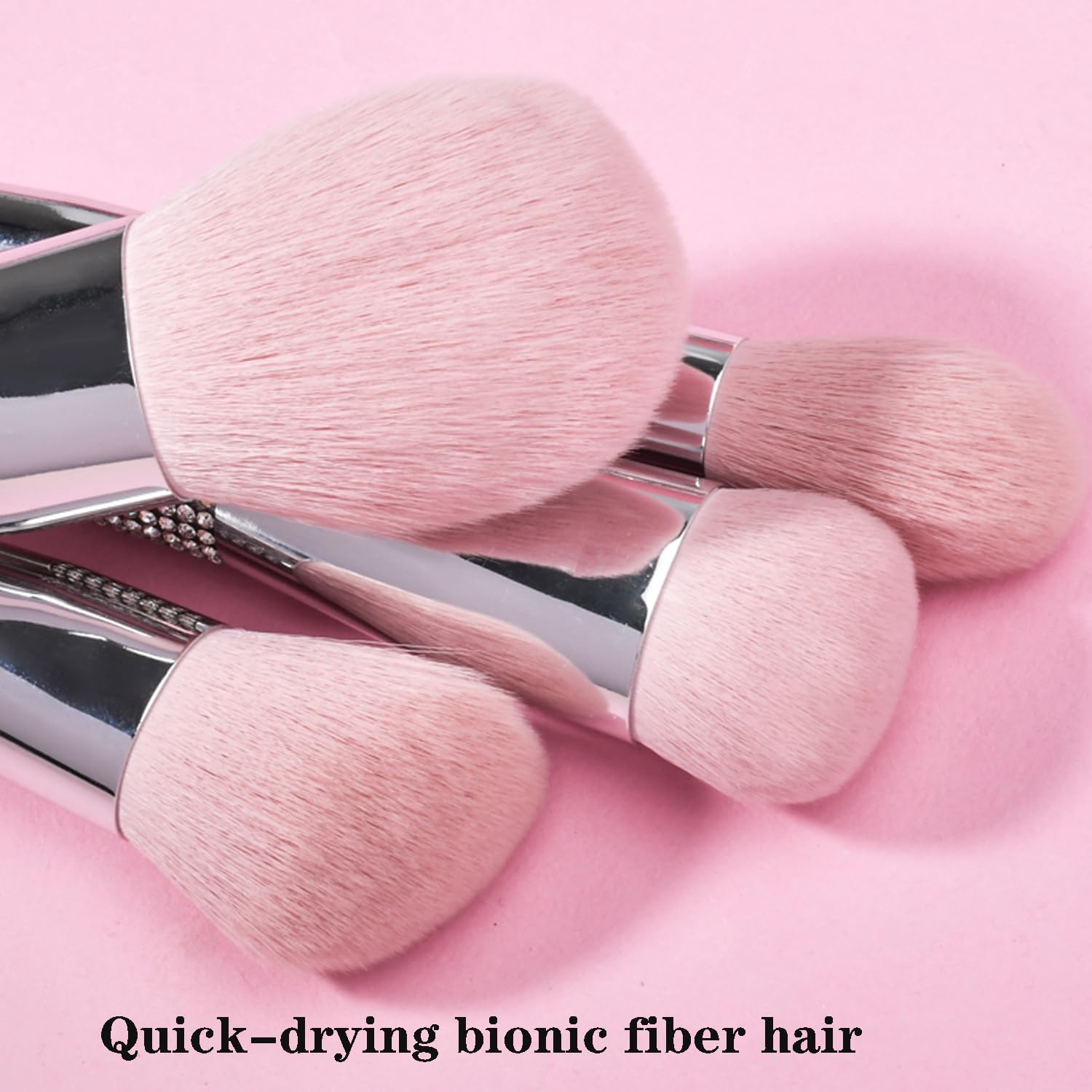 Professional Makeup Brush Set Luxury 11pcs Silver Glitter Crystal Make Up Brush Kit Vegan Soft Synthetic Hair Foundation Eyeshadow Eyebrow Lip Cosmetic Brush Set With Gift Box For Girl - Image 2