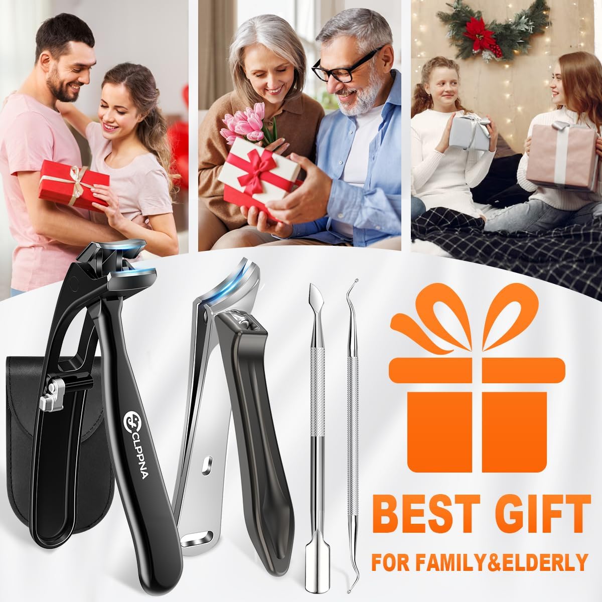 Nail Clippers Set, CLPPNA Angled Head Long Handled Toenail Clippers for Thick Toenails, Sharp Heavy Duty Ingrown Toenail Clippers with Wide Jaw, Podiatrist Nail Clippers for Seniors and Men - Image 8