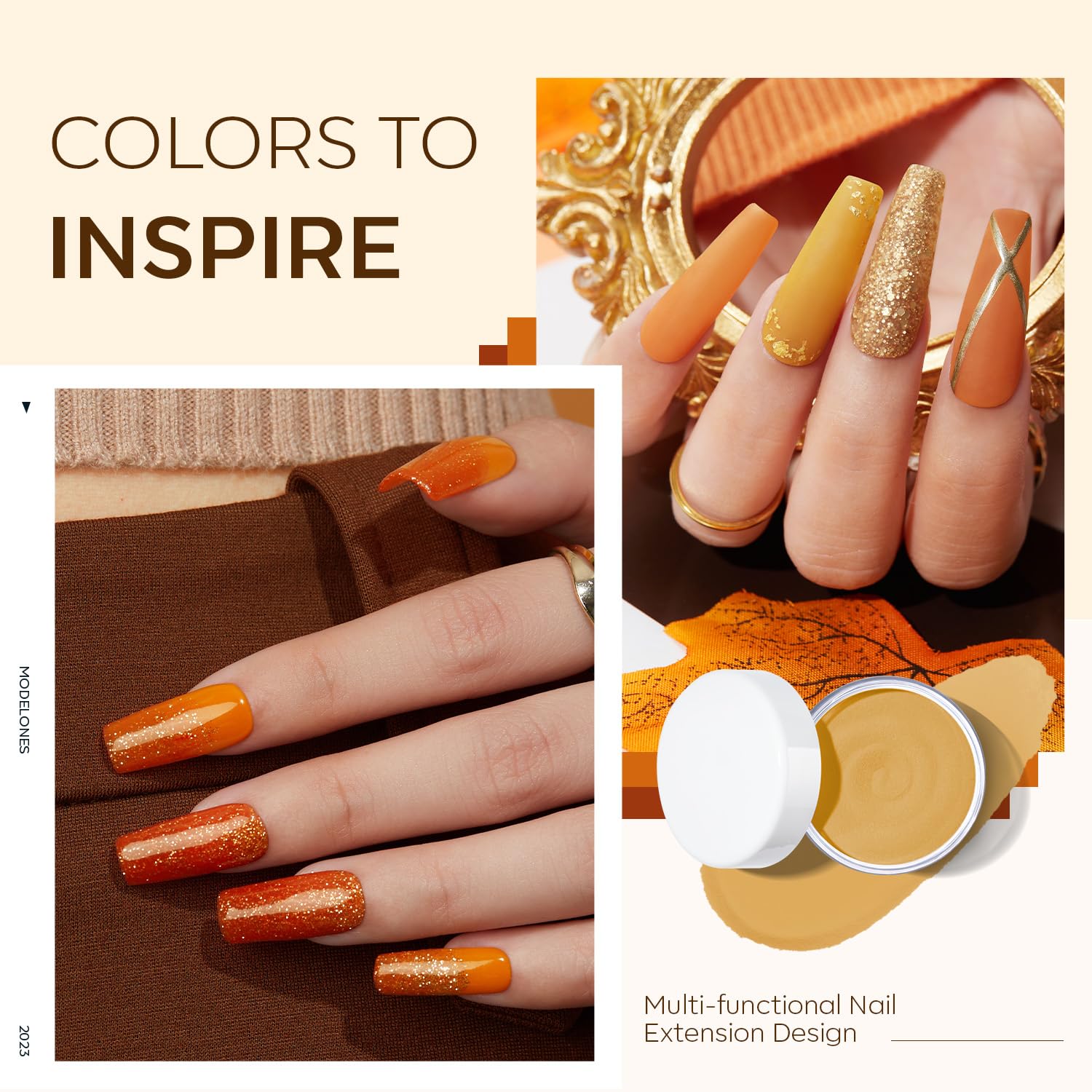 Modelones 6 Colors Acrylic Powder, Fall Autumn Acrylic Nail Powder Gold Red Yellow Orange Nail Acrylic Powder for Acrylic Nail Art 3D Nail Carving French Nail Extension, Gifts for Women - Image 2