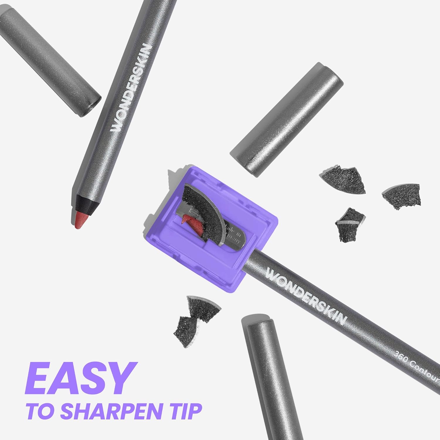 Wonderskin Lip Liner Pencil - 360 Contour Lipliner, Long Lasting, Sharpenable, Waterproof and Transfer-Proof Brown Lip Liner Pencil (Saddle) - Image 6