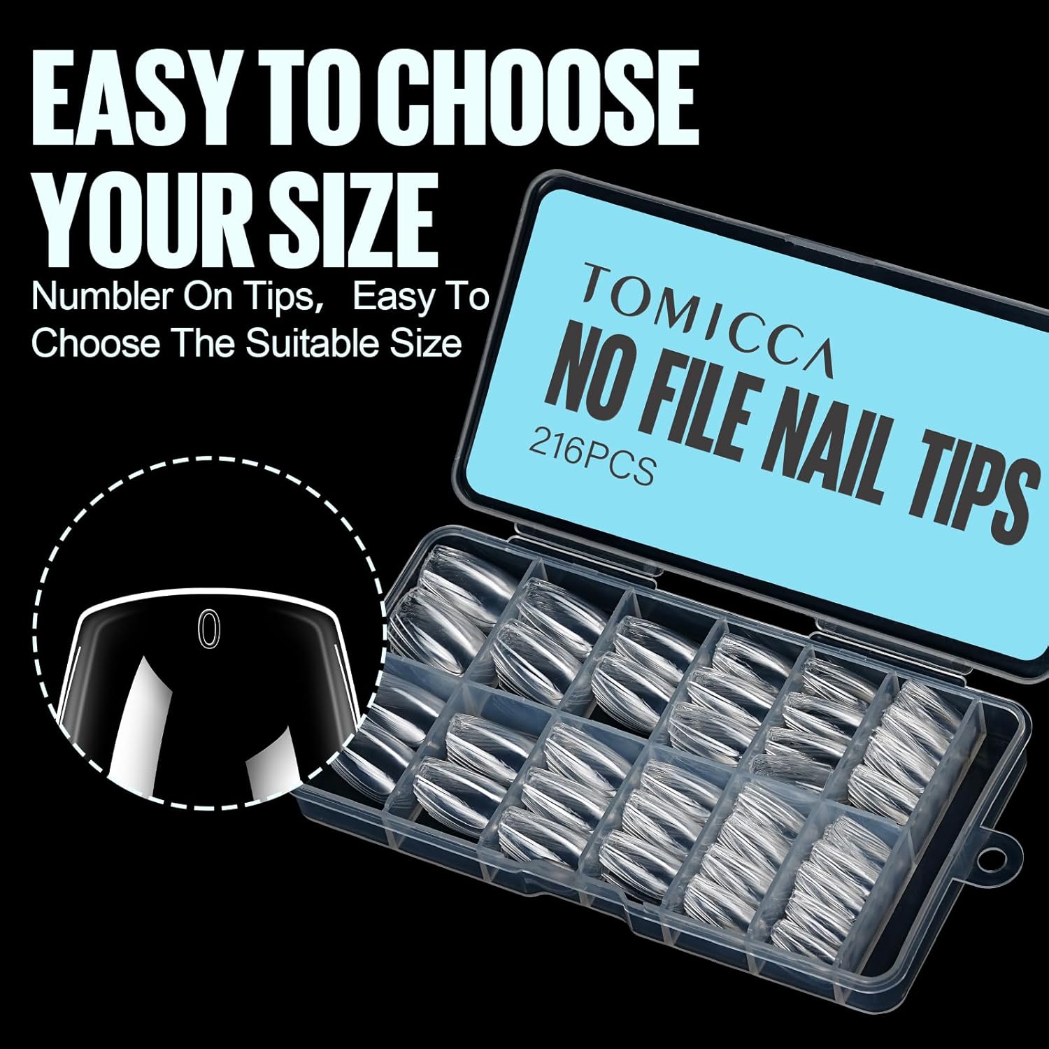 TOMICCA Coffin Acrylic Nails - Clear Short Coffin Nails, 216Pcs Fake False Nails for Nail Extension, Gel Press on Nails for Beginners and Professional - Image 5