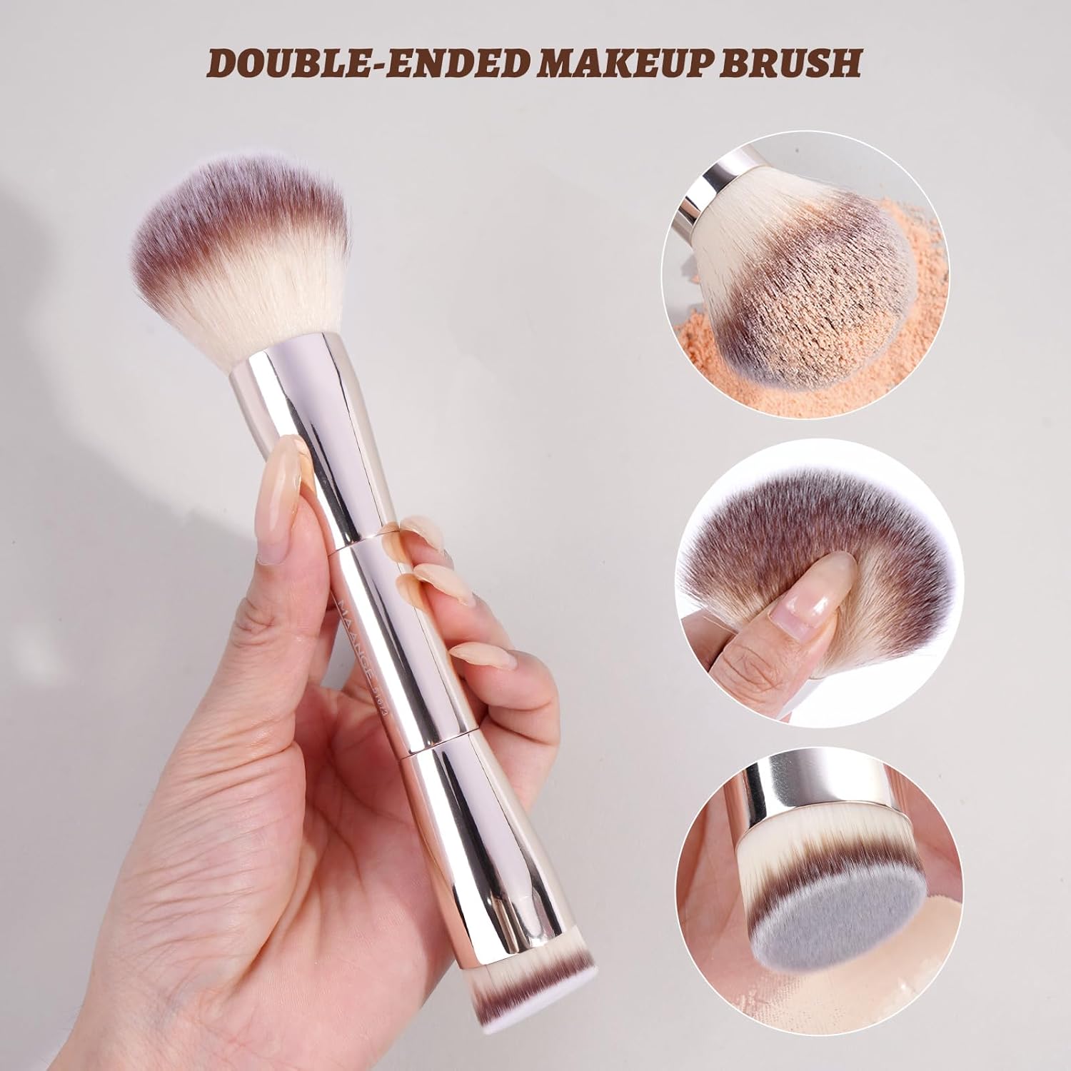 MAANGE 9 PCS Makeup Brush Set Foundation Brush Double Makeup Brushes for Blending Liquid Powder Concealer Cream Blush Buffe Contour Make up Brush Kit (Gold) - Image 2