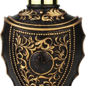 Vintage Soap Dispenser with Baroque Decor - Resin - Black and Gold Painted Lotion Dispenser for Bathrooms, Kitchen Counters, Beauty Shops, Hotels (10 oz/300 ml, Black & Gold)