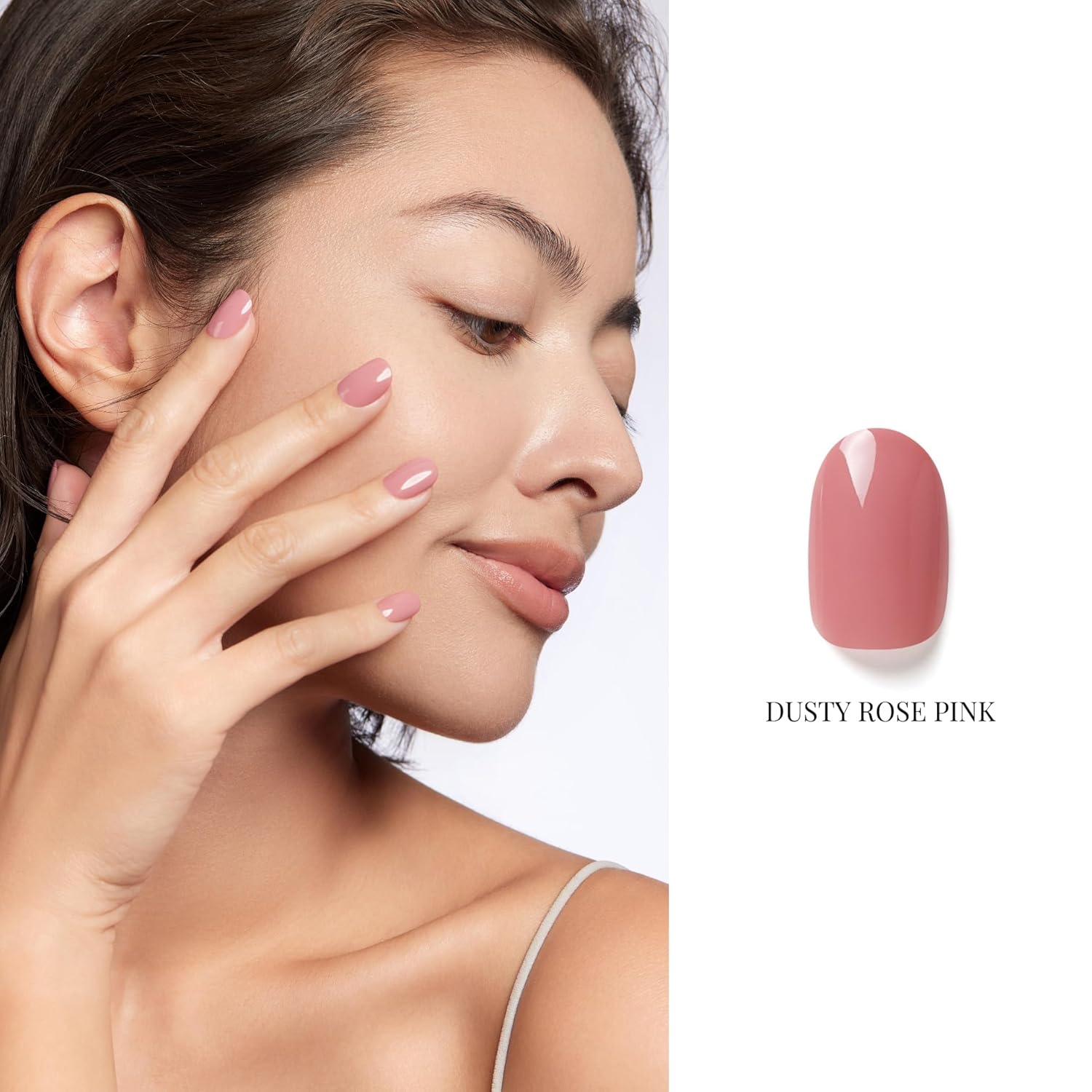 NAILOG Gel Nail Polish Set - 4 Colors Top Coat Color Gel Base 3-In-1 Soak Off UV Gel Polish Kit for Home DIY & Birthday Gifts for Women | Reddish Grey, Dusty Rose, Beige Pink, Almond - Image 4