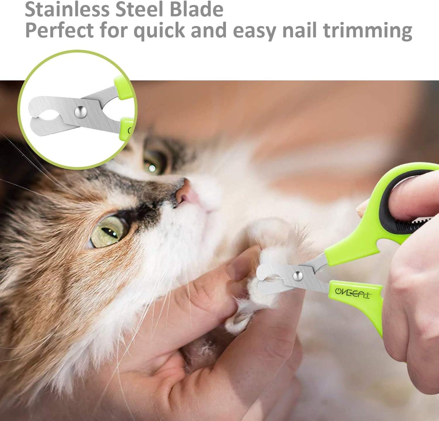 OneCut Pet Nail Clippers, Update Version Cat & Kitten Claw Nail Clippers for Trimming, Professional Pet Nail Clippers Best for a Cat, Puppy,Rabbit, Kitten & Small Dog,Sharp & Safe (Green) - Image 6