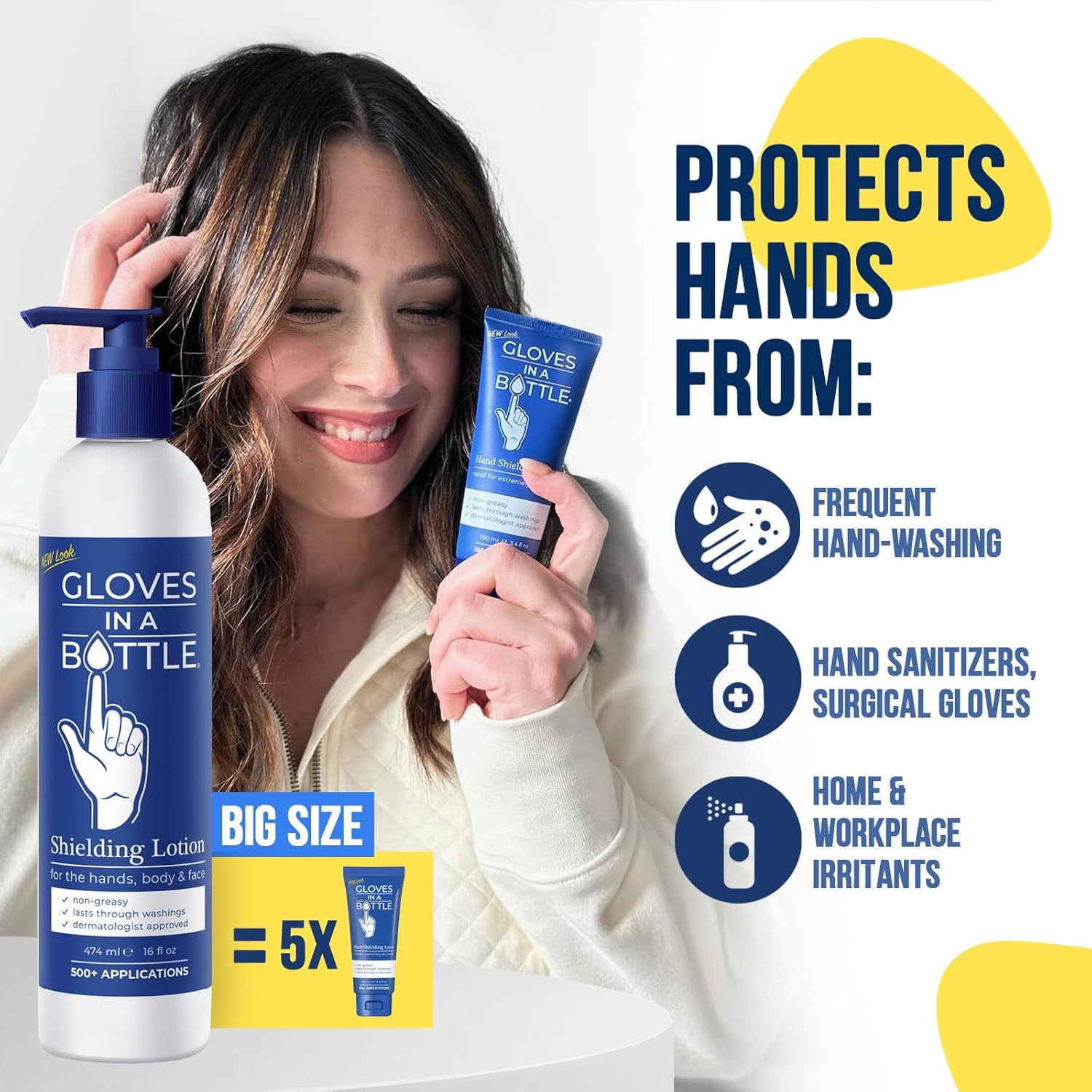 Gloves In A Bottle Working Hands Cream – Hypoallergenic Moisturizing Lotion for Severely Cracked Hands – Protective Hand Treatment for Workers, Nurses & More – 16 oz with Pump - Image 4