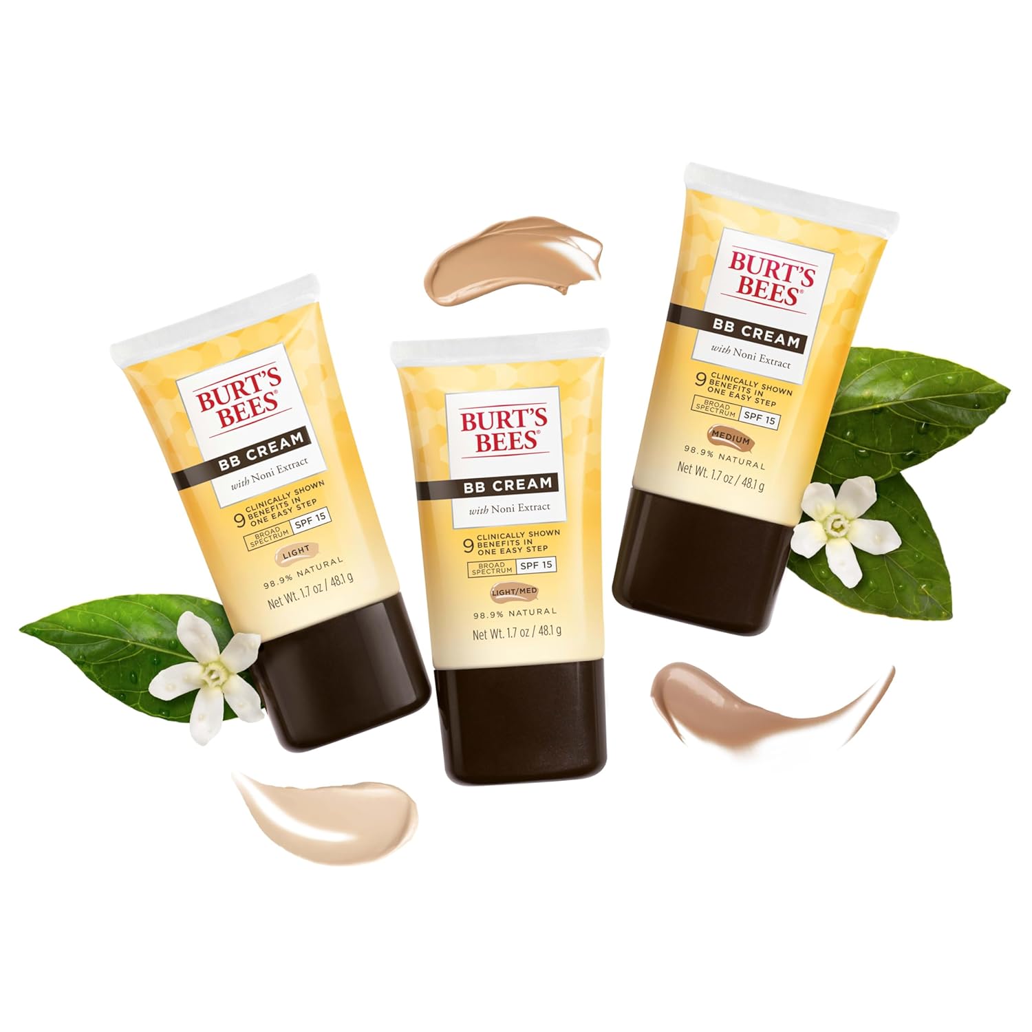 Burt's Bees BB Cream With SPF 15, Broad-Spectrum Sunscreen Tinted Lotion for All Skin Types, 98.9 Percent Natural Origin Skin Care, Light to Medium, 1.7 oz. Tube - Image 3