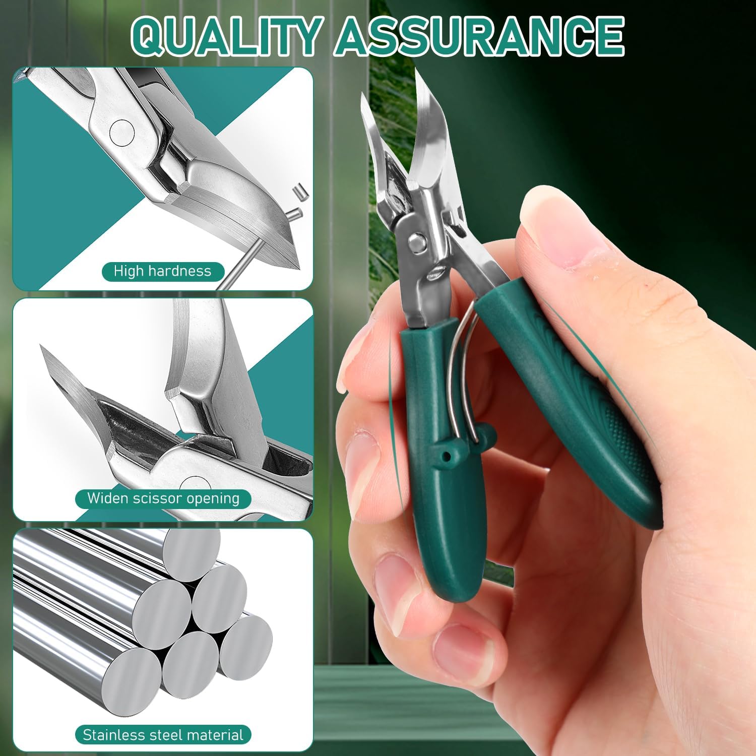 Eagle Beak Beveled Nail Clippers, 2025 New Ultra Sharp Stainless Steel Nail Clippers for Thick and Ingrown Nails (Green) - Image 3
