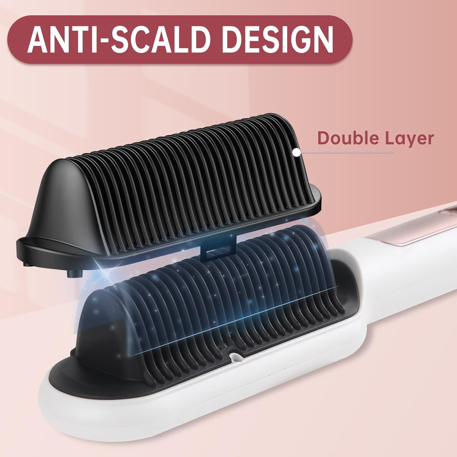 Ionic Hair Straightener Brush for Women, 9 Temperature Settings, Fast Heating - Image 2