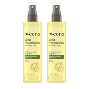 Aveeno Daily Moisturizing Body Oil Mist with Oat & Jojoba Oil for Dry Sensitive Skin, Nourishing Body Spray for Smoother Skin, Paraben-, Silicone- & Alcohol-Free, Twin Pack, 6.7 fl. oz, 2 Pack