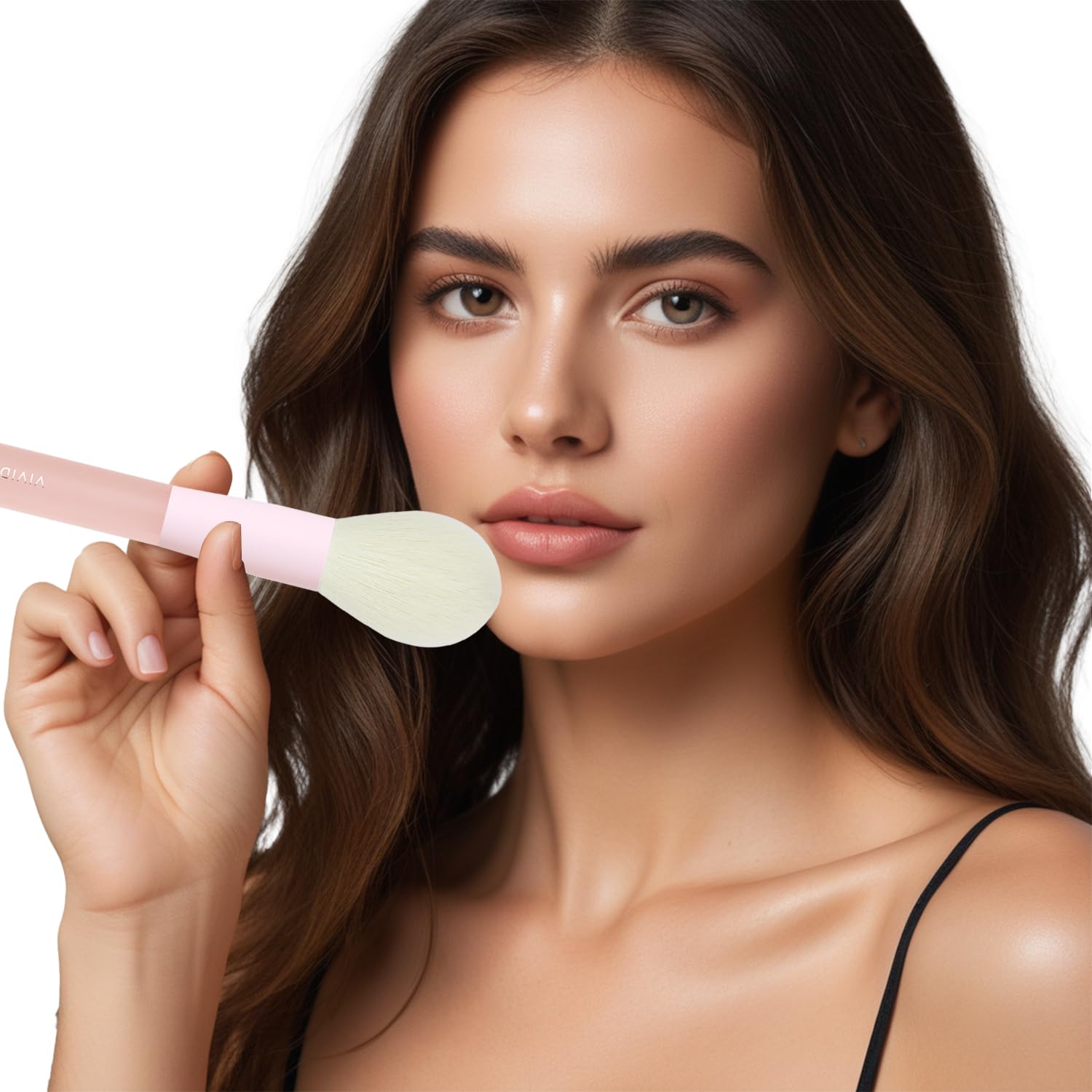 5pcs Multi Color Face Makeup Brush set – Powder, Kabuki, Angled Fluff, Blush Brushes with Vegan Bristles That Mimic Natural Wool – Non-Slip Rubber Handles – Perfect for Contouring, Setting, Blending - Image 7