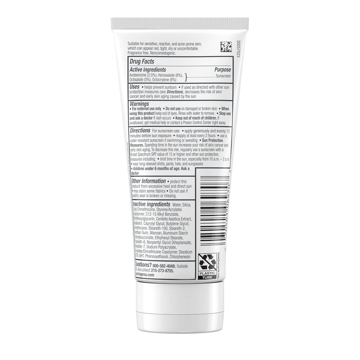 Neutrogena Ultra Gentle Daily Facial Moisturizer with SPF 30 Sunscreen with CICA, Lightweight Face Lotion with Broad Spectrum SPF 30 for Normal to Sensitive Skin, Fragrance-Free, 3.4 fl. oz - Image 2