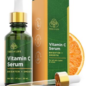 Tree of Life Beauty Vitamin C Skin Care Set, Skin Brightening Face Oil for Dark and Age Spots, Facial Serums for Dry and Sensitive Skin with Hyaluronic Acid & Vitamin E for Soft Smooth Skin, 1 Fl Oz